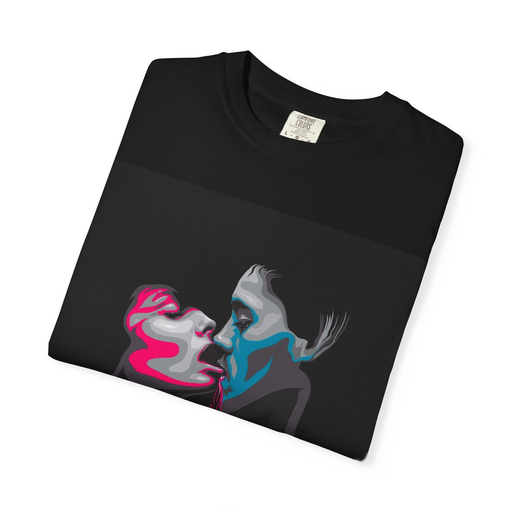 Abstract Neon Kiss T-Shirt — 'Legaciess' Back Logo Graphic Tee