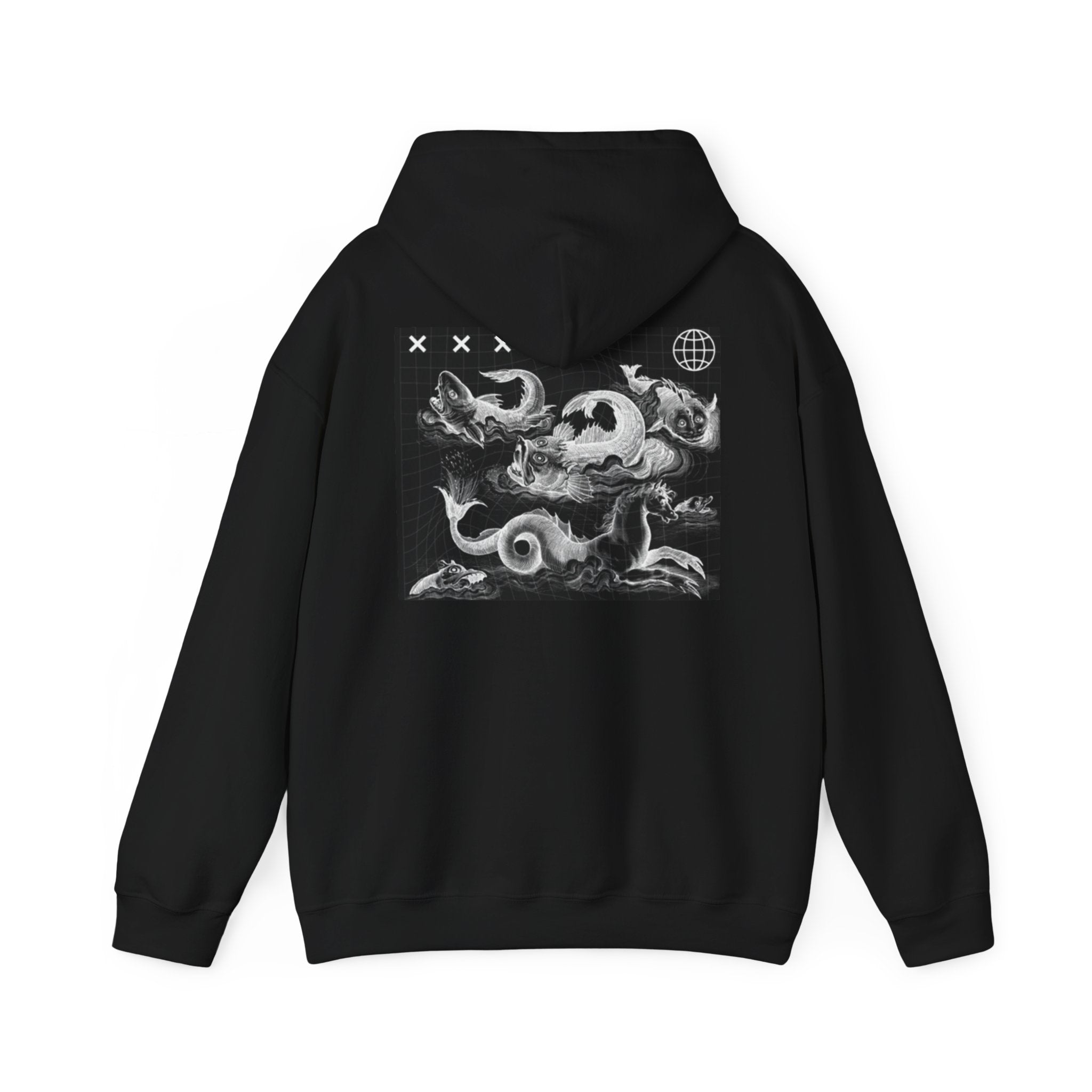 Skull Waves Hoodie — Gothic Nautical Skull Graphic Pullover