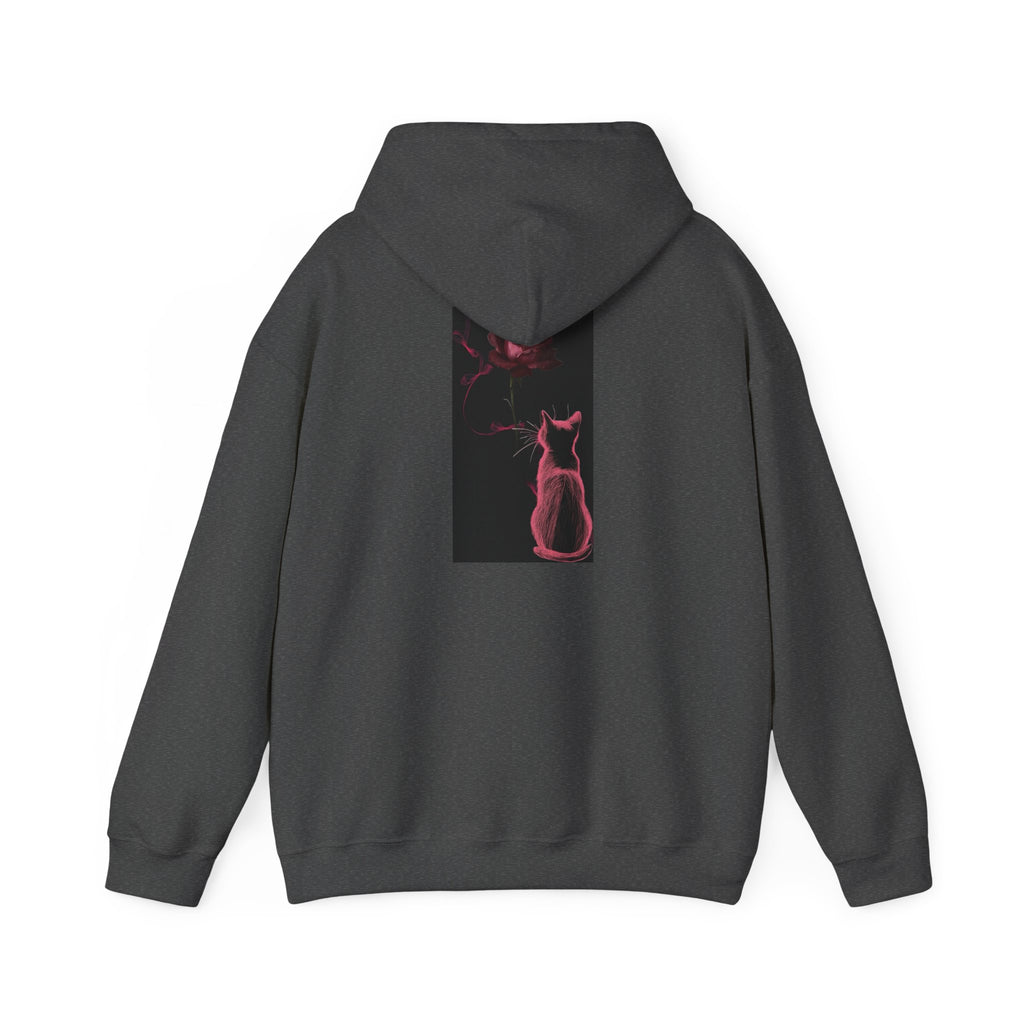 Cat Moonlight Hoodie — Neon Pink Cat Silhouette Sweatshirt