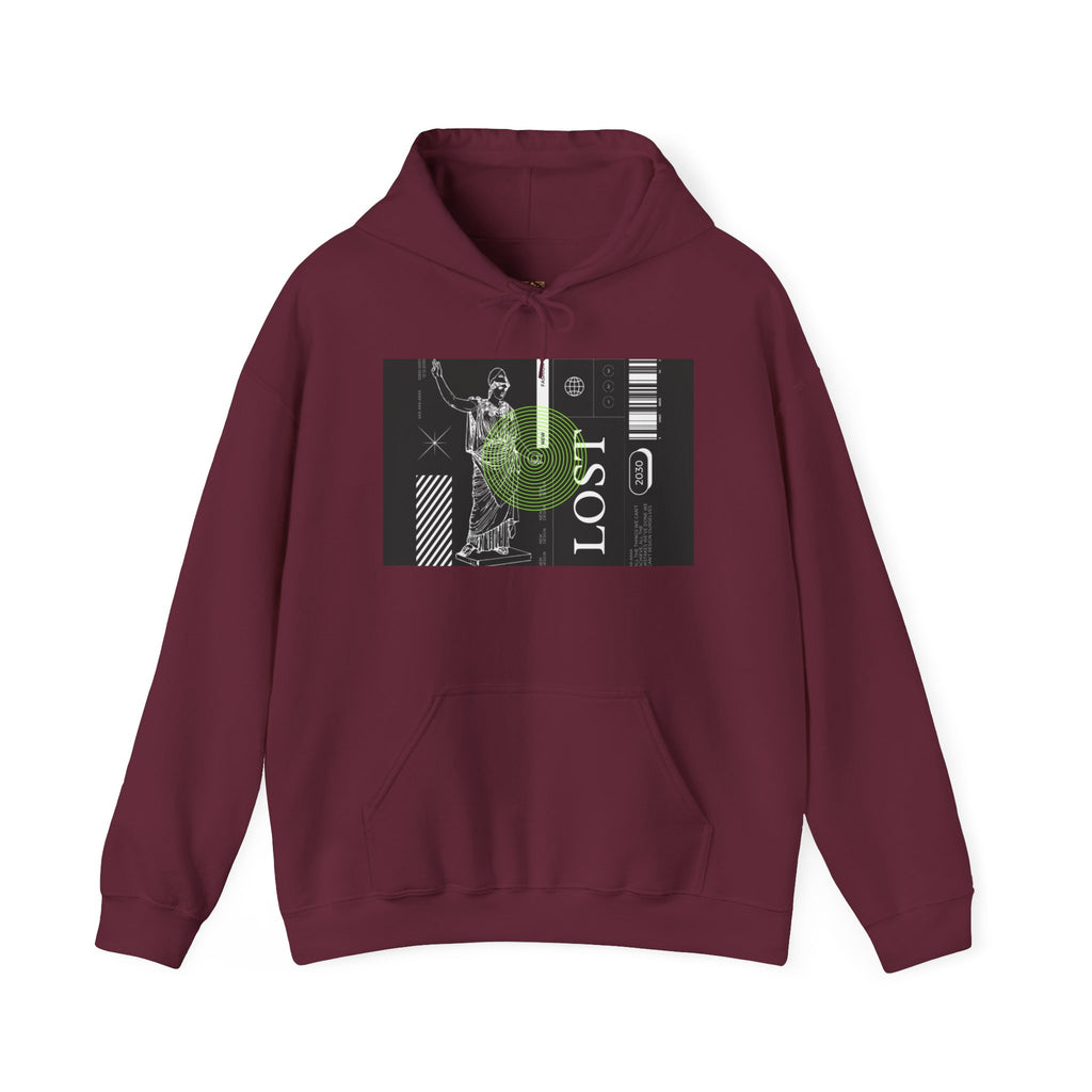 Lost World Hoodie — Vaporwave Glitch Graphic Pullover