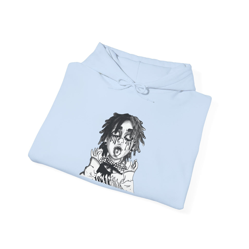 Horror Manga Hoodie — Black & White Creepy Portrait Pullover