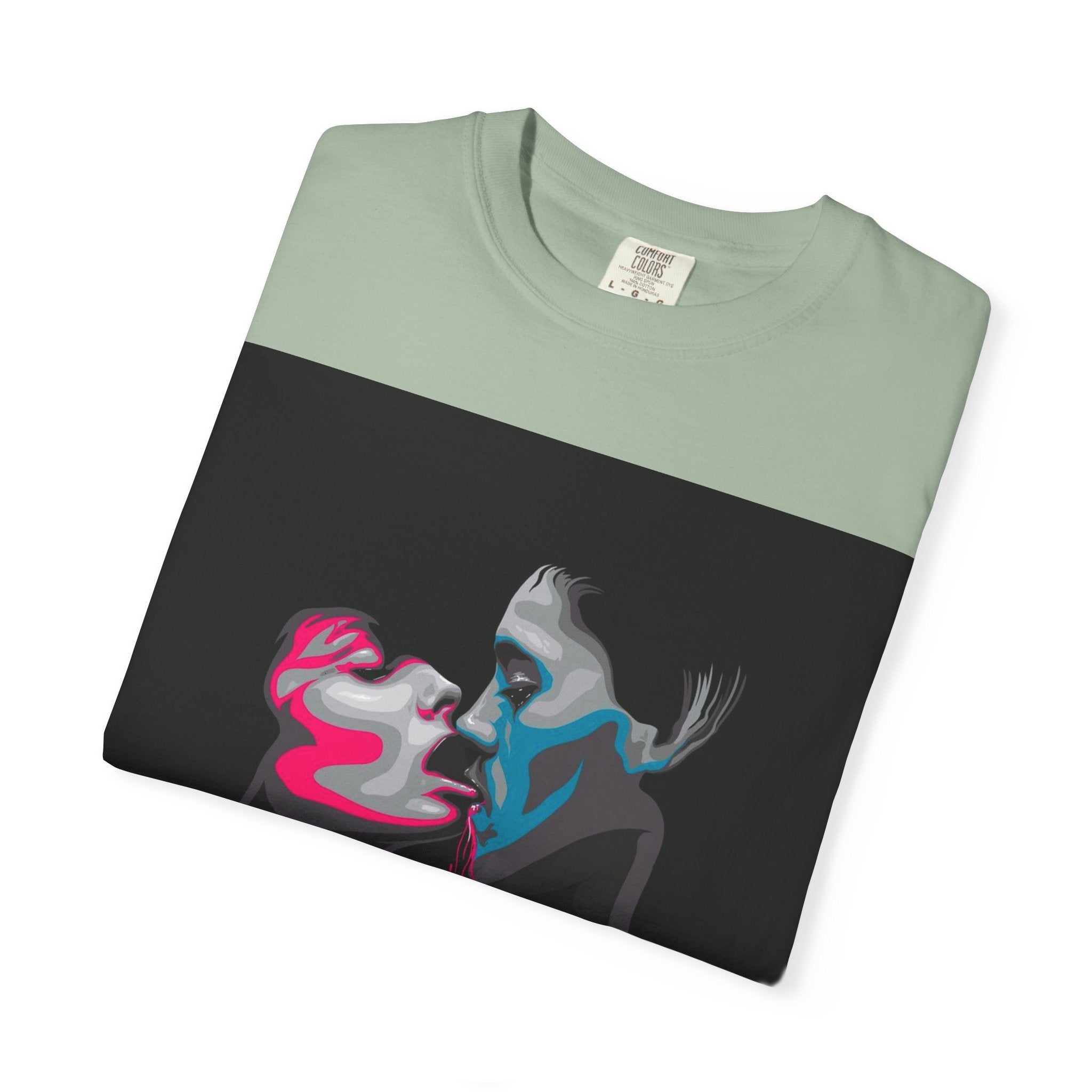 Abstract Neon Kiss T-Shirt — 'Legaciess' Back Logo Graphic Tee