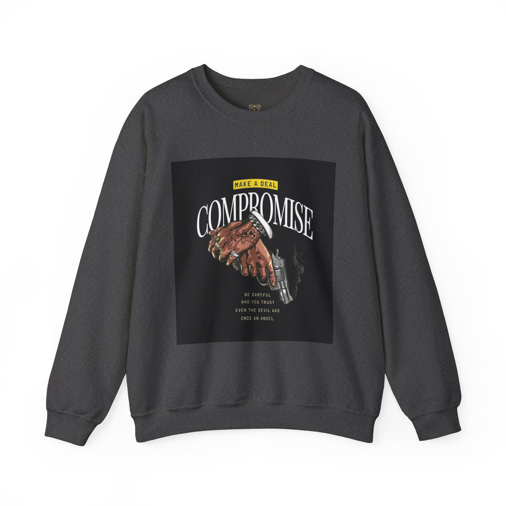 Compromise Graphic Sweatshirt — Vintage Handshake & Revolver Design