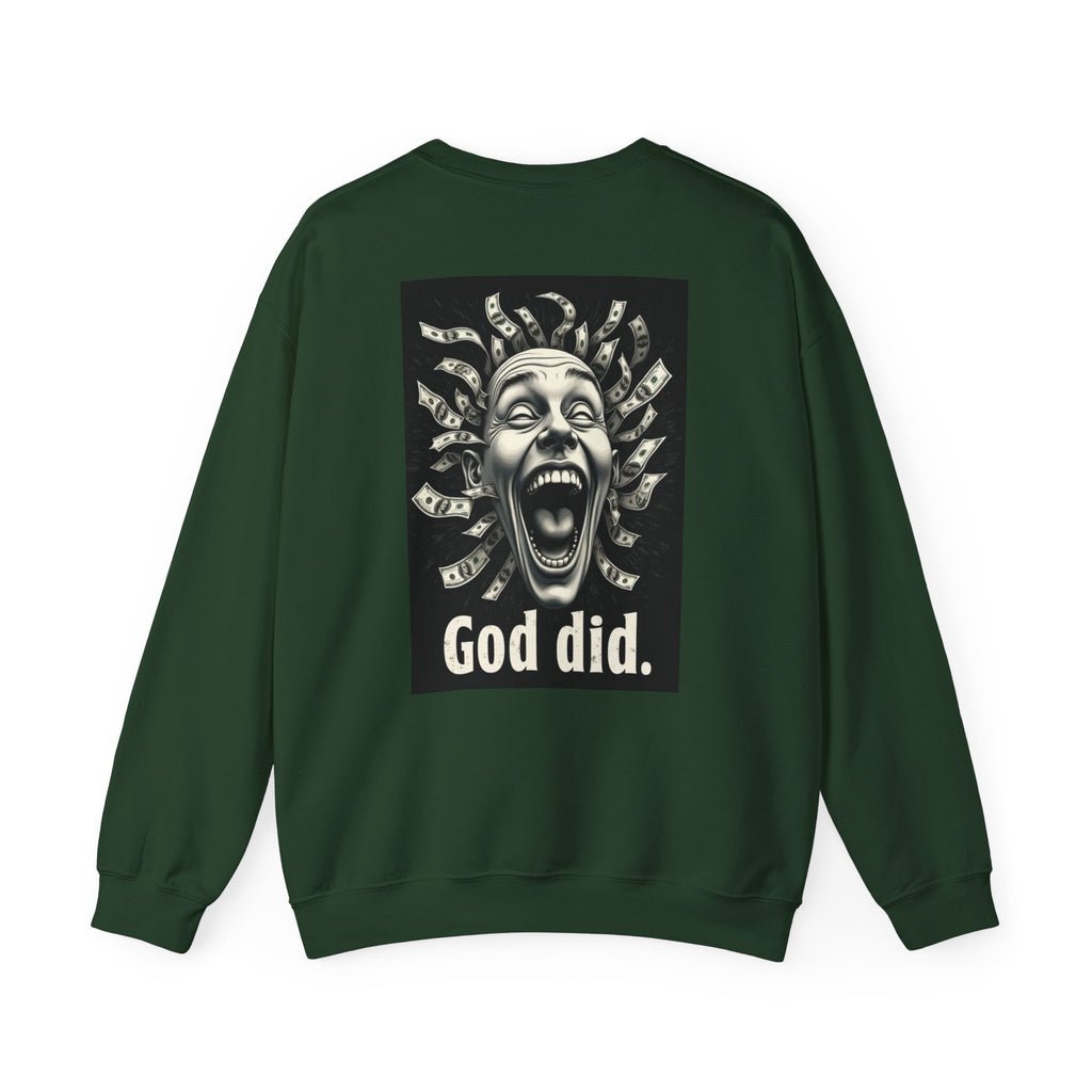 Sweatshirt — 'God Did.' Medusa Money Graphic Crewneck