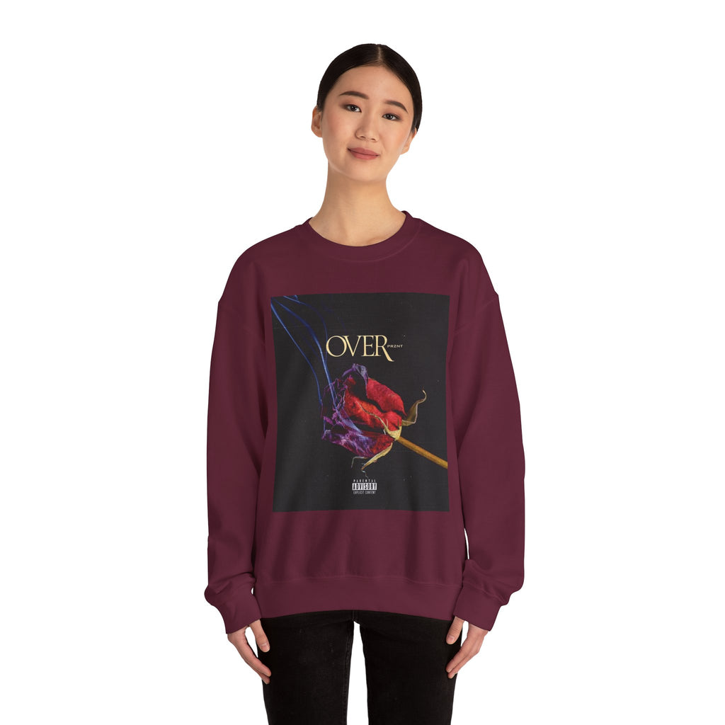 Crewneck Sweatshirt - "OVER" Rose Graphic with Legaciess Gold Logo