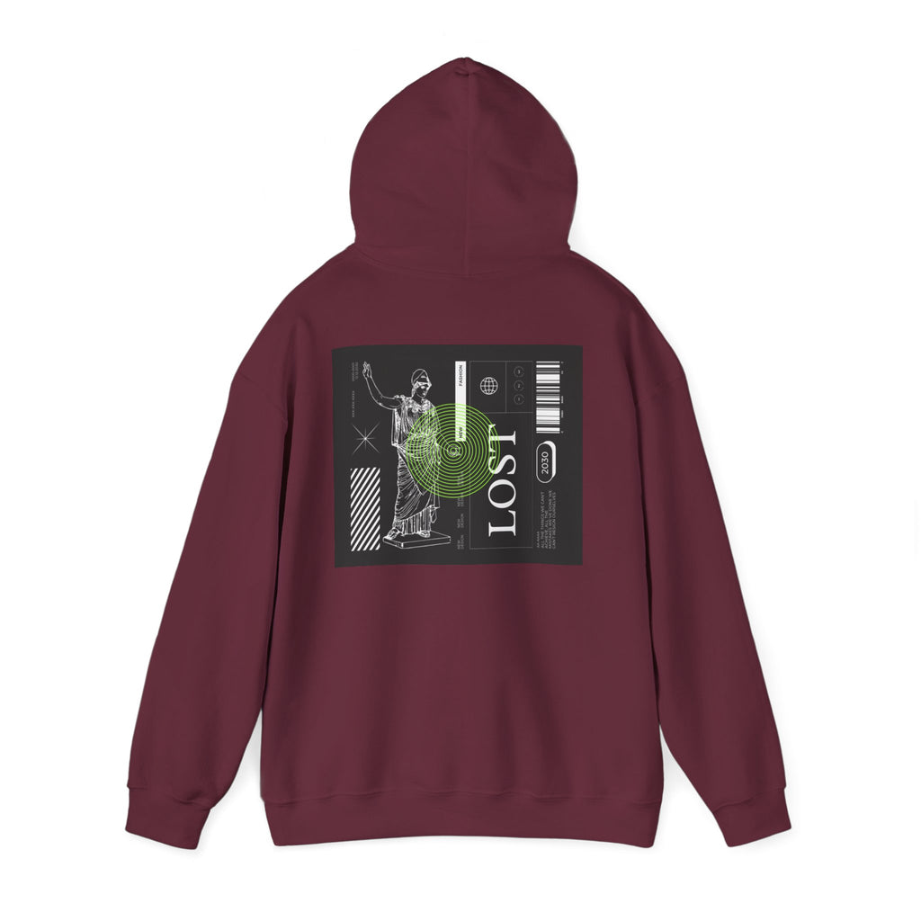 Lost World Hoodie — Vaporwave Glitch Graphic Pullover