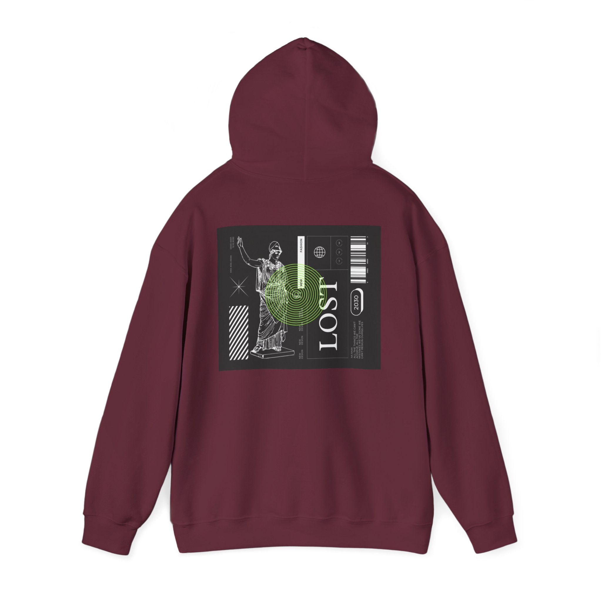 Lost World Hoodie — Vaporwave Glitch Graphic Pullover