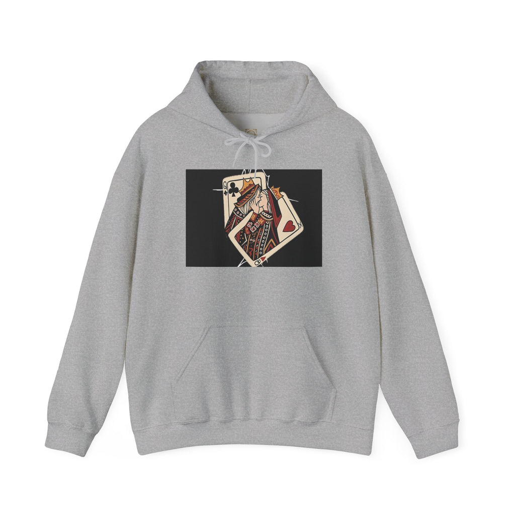 Queen of Hearts Playing Card Hoodie — Vintage Tattoo Style Card Art