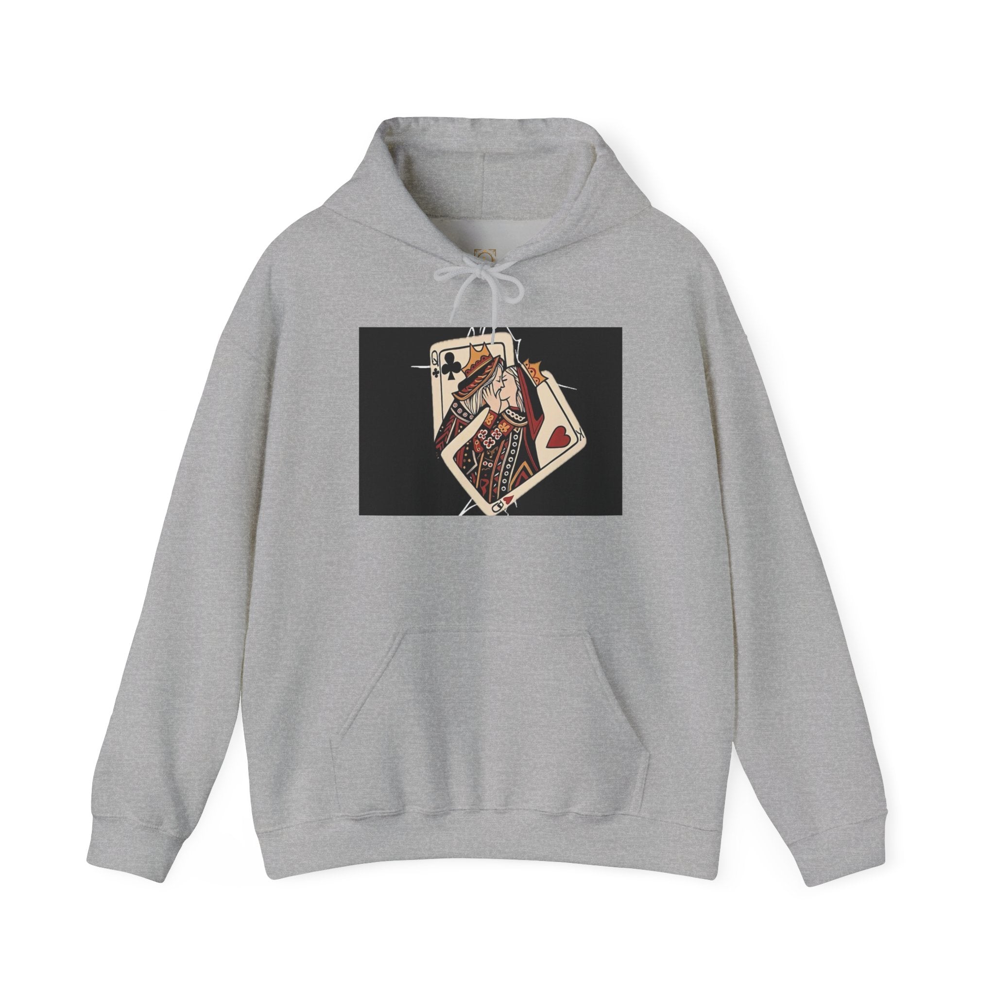 Queen of Hearts Playing Card Hoodie — Vintage Tattoo Style Card Art