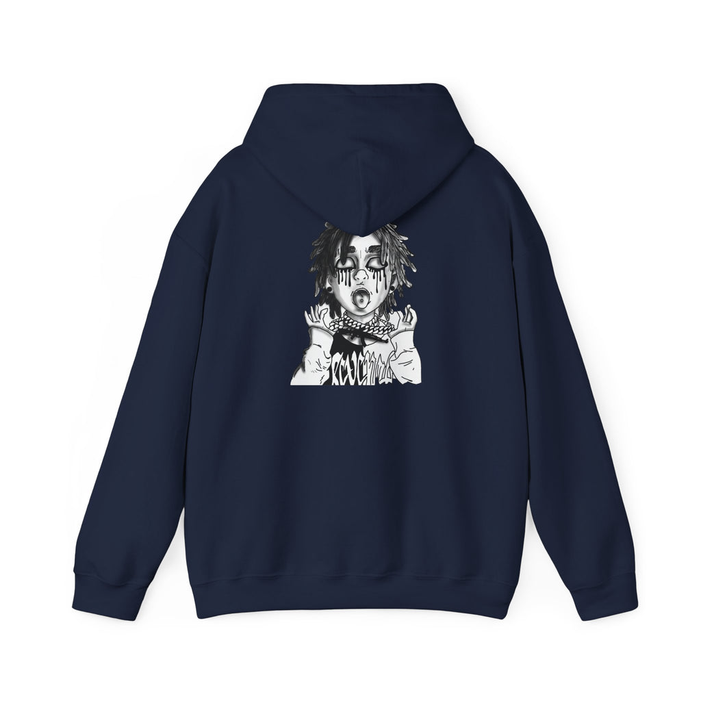 Horror Manga Hoodie — Black & White Creepy Portrait Pullover