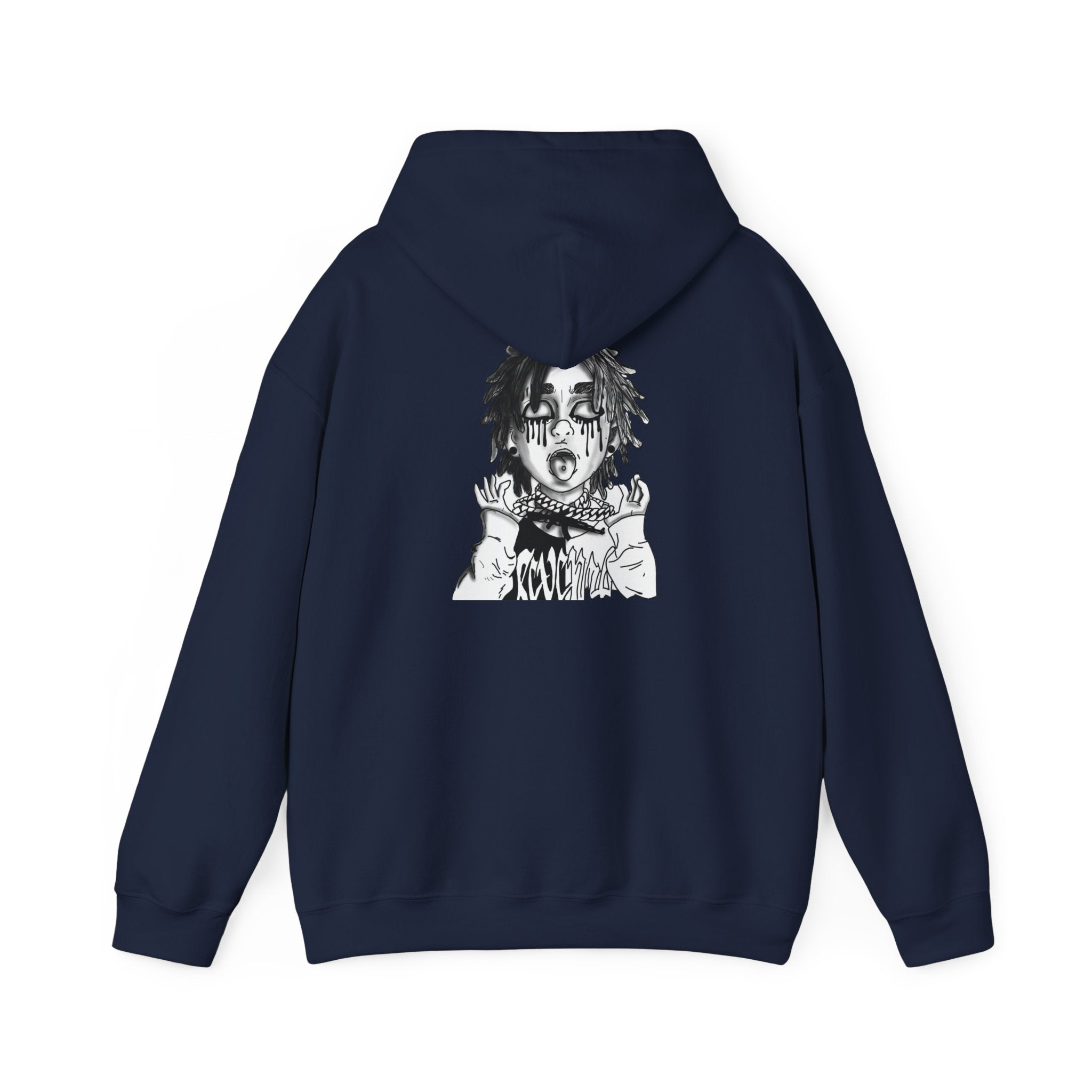 Horror Manga Hoodie — Black & White Creepy Portrait Pullover