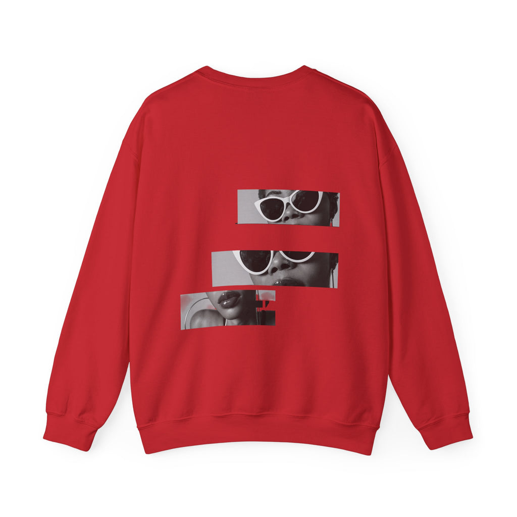 Sweat-shirt à col rond à motif lunettes de soleil rétro fragmentées 