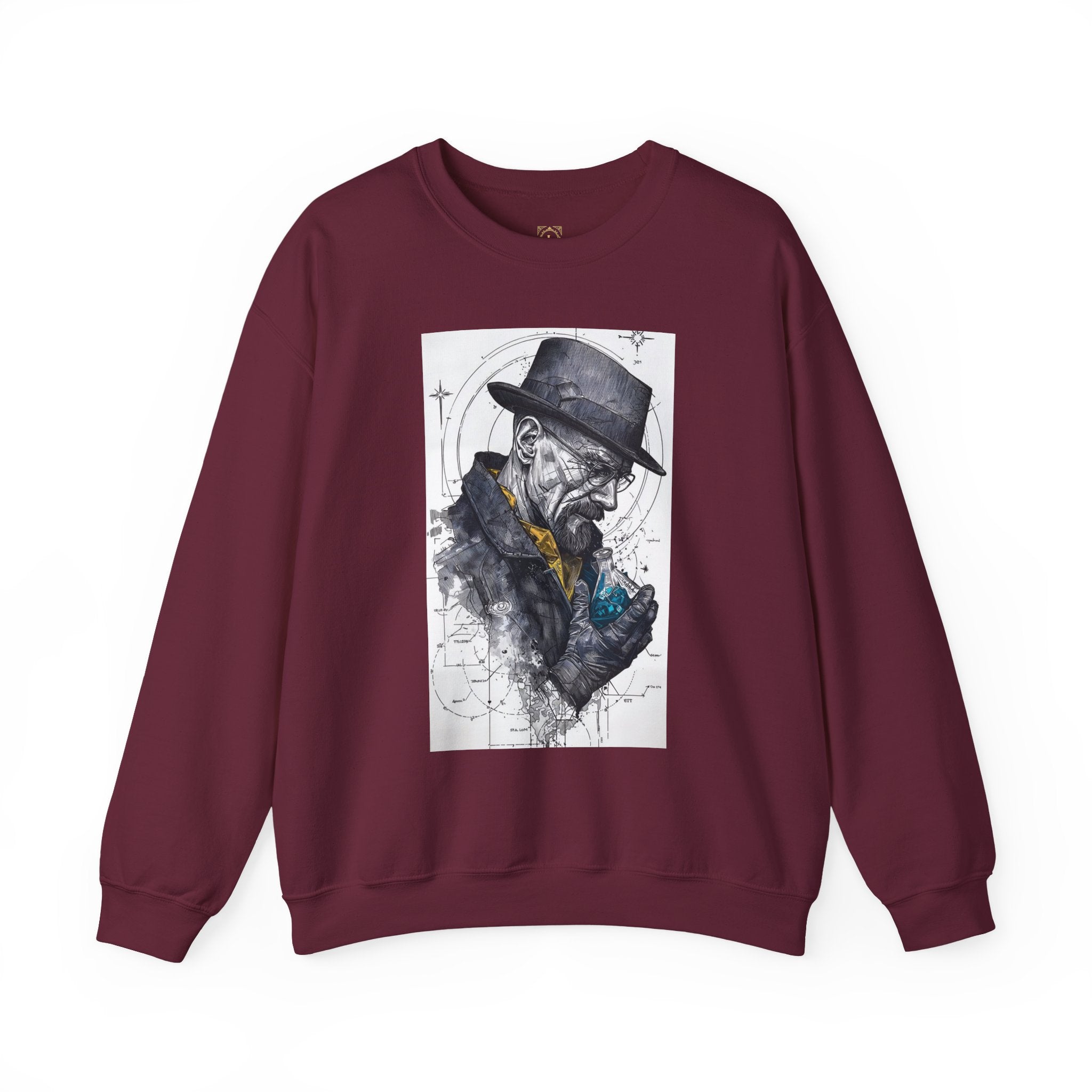 Crewneck Sweatshirt — Heisenberg Portrait with Blue Crystal Art