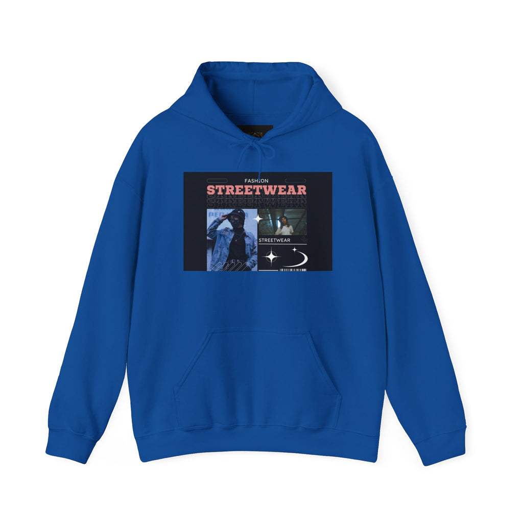 Streetwear Graphic Hoodie — Vintage Noir Collage "STREETWEAR" Design