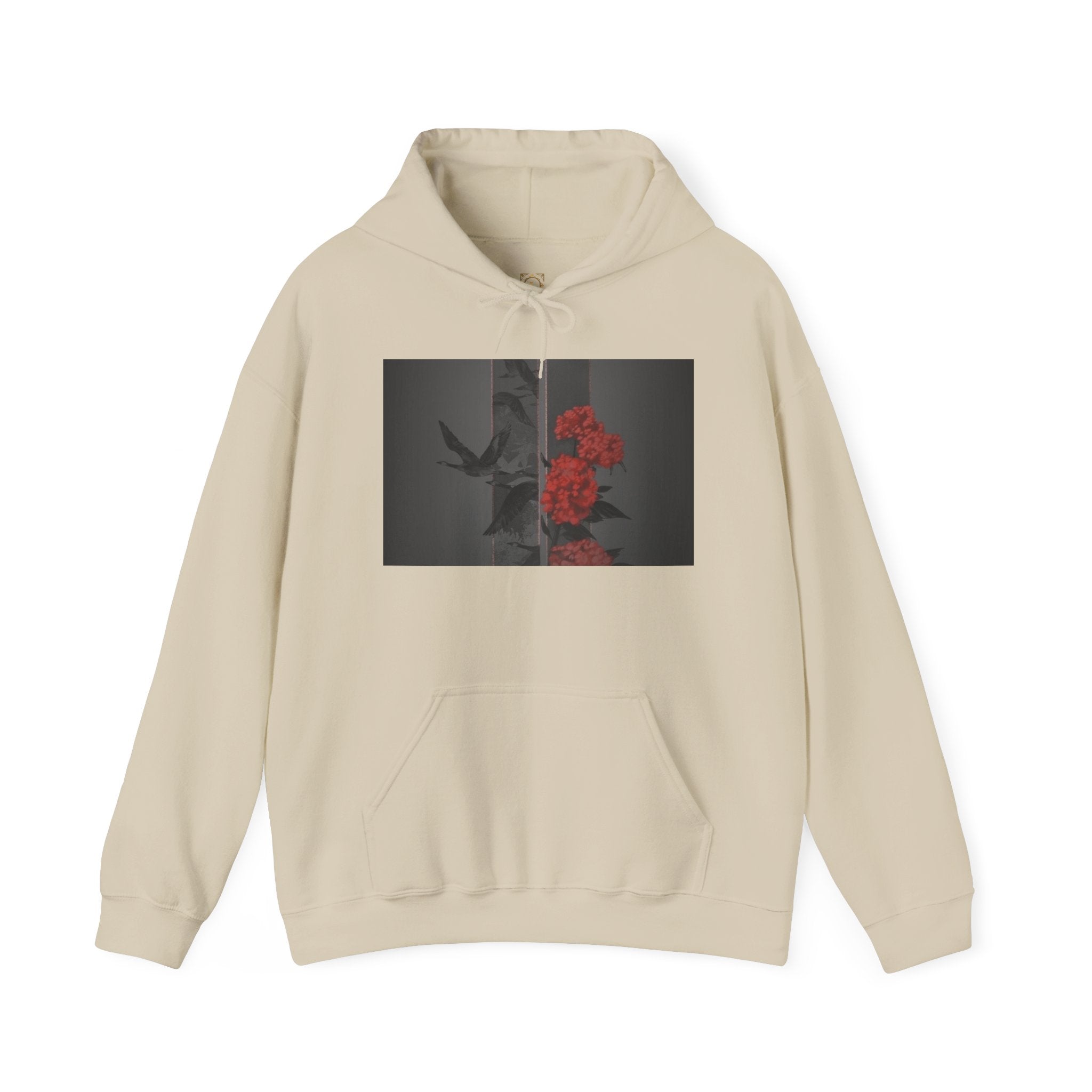Floral Noir Hoodie — Red Roses on Dark Background