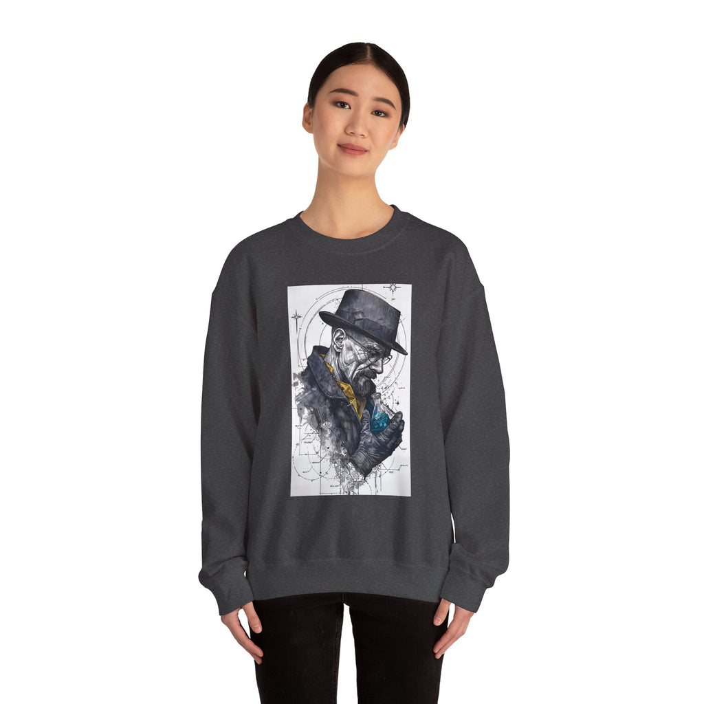 Crewneck Sweatshirt — Heisenberg Portrait with Blue Crystal Art