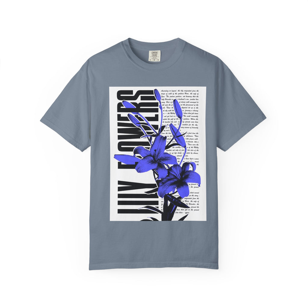 Floral Legacy Graphic T-Shirt — Bold Blue Orchid Design