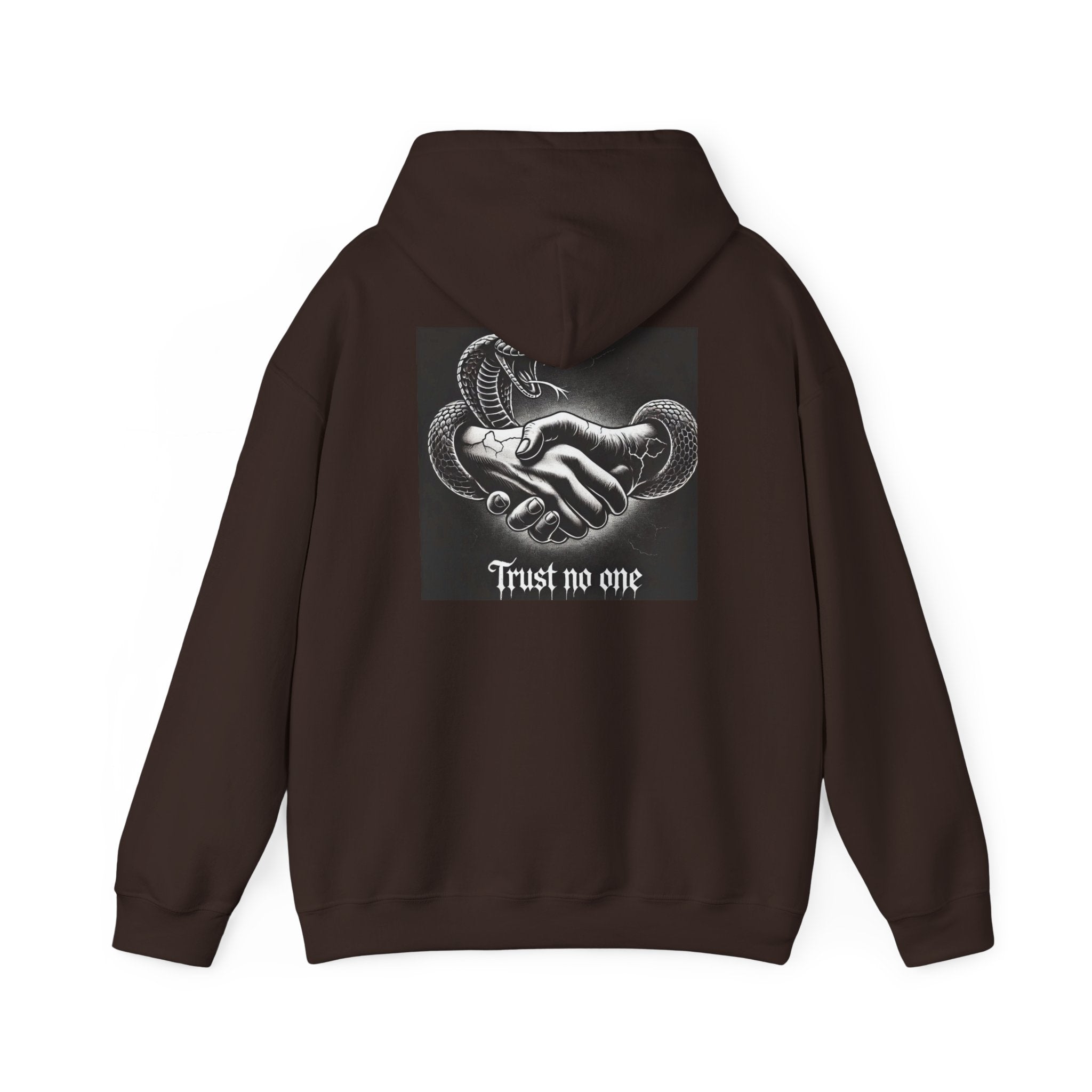 Trust No One Hoodie — Snake Handshake Graphic Hoodie