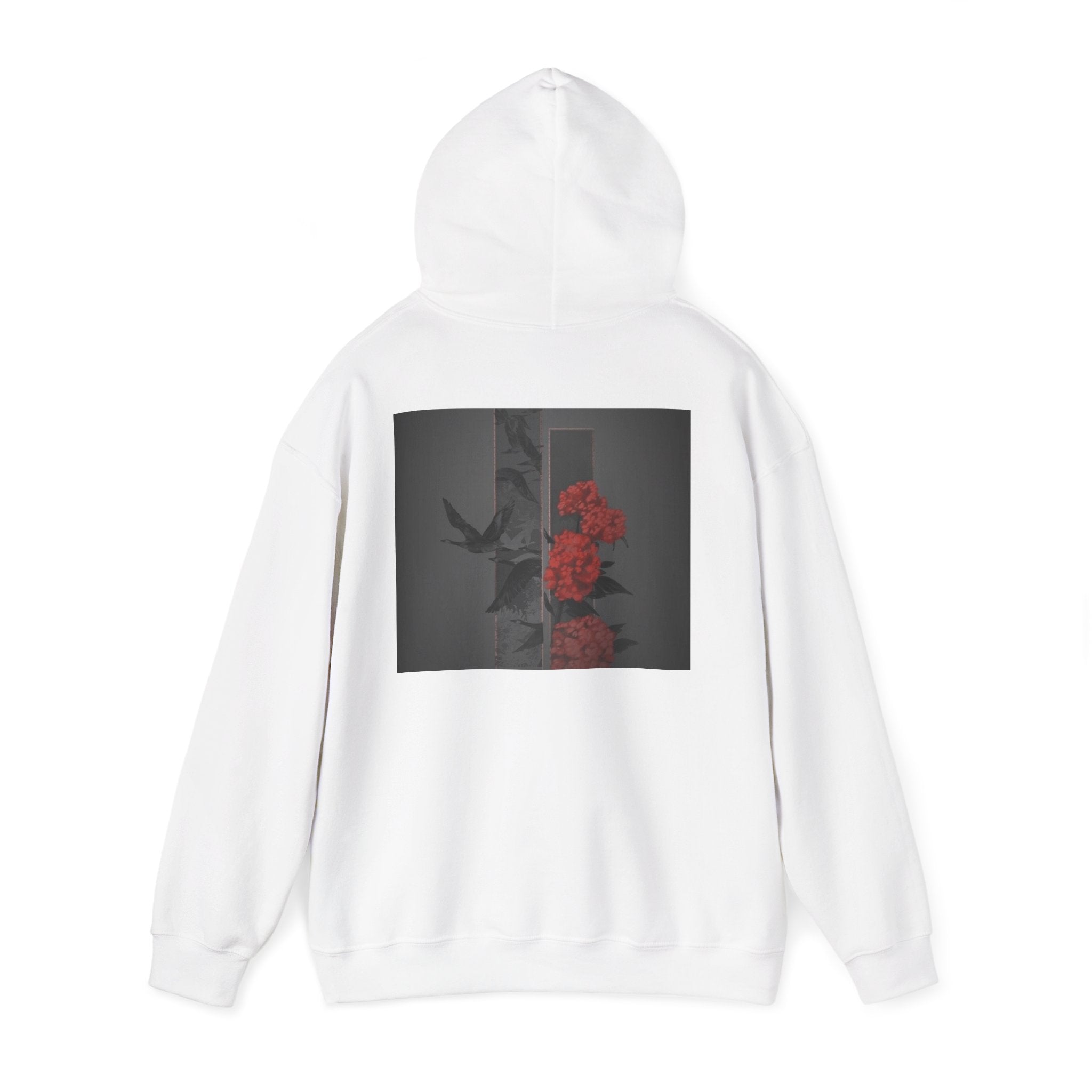 Floral Noir Hoodie — Red Roses on Dark Background