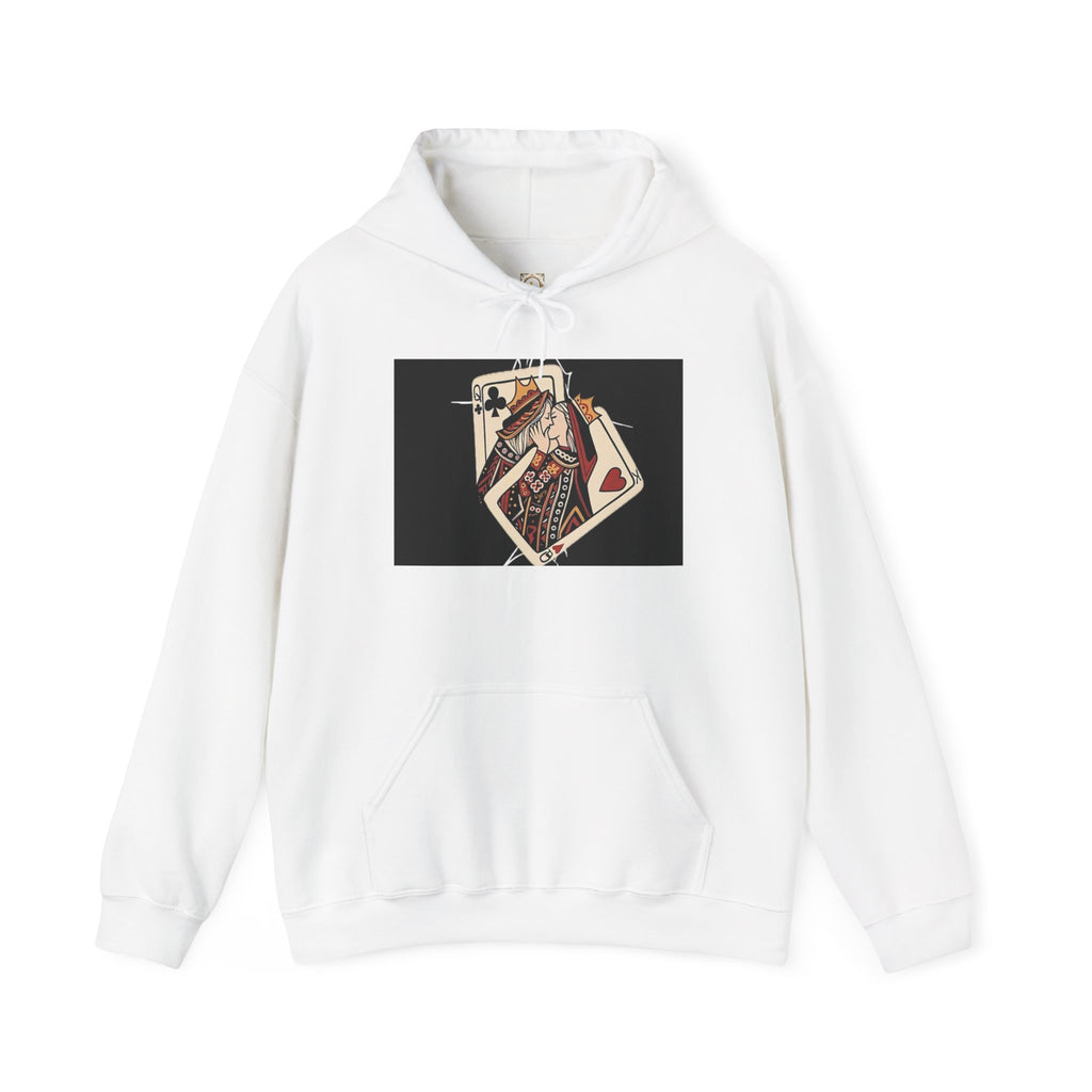 Queen of Hearts Playing Card Hoodie — Vintage Tattoo Style Card Art