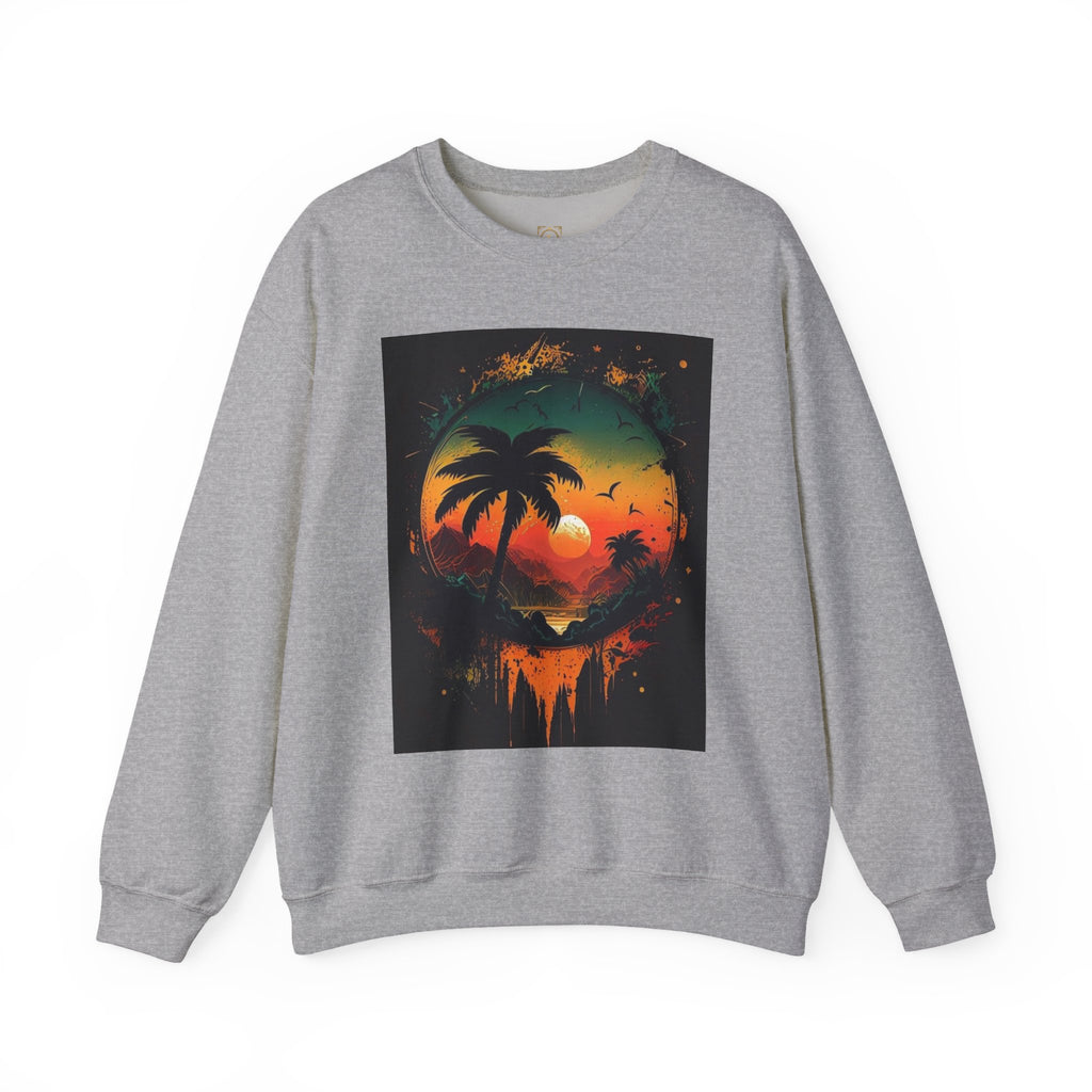 Sunset Island Sweatshirt — Tropical Palm Sunset Crewneck