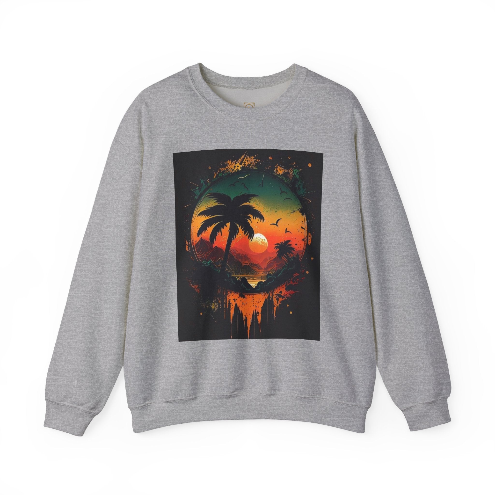 Sunset Island Sweatshirt — Tropical Palm Sunset Crewneck