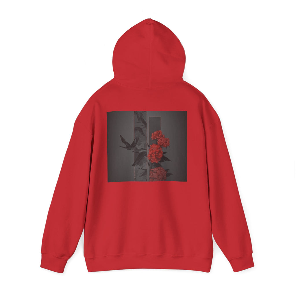 Floral Noir Hoodie — Red Roses on Dark Background