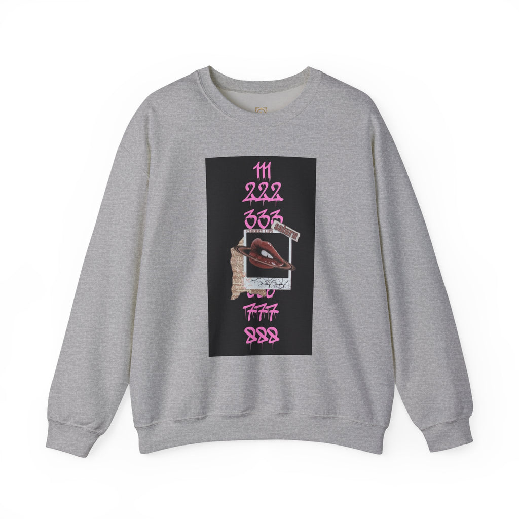 Crewneck Sweatshirt — Vintage Phone Collage with Pink Numbers & 'LEGACIESS' Back Logo