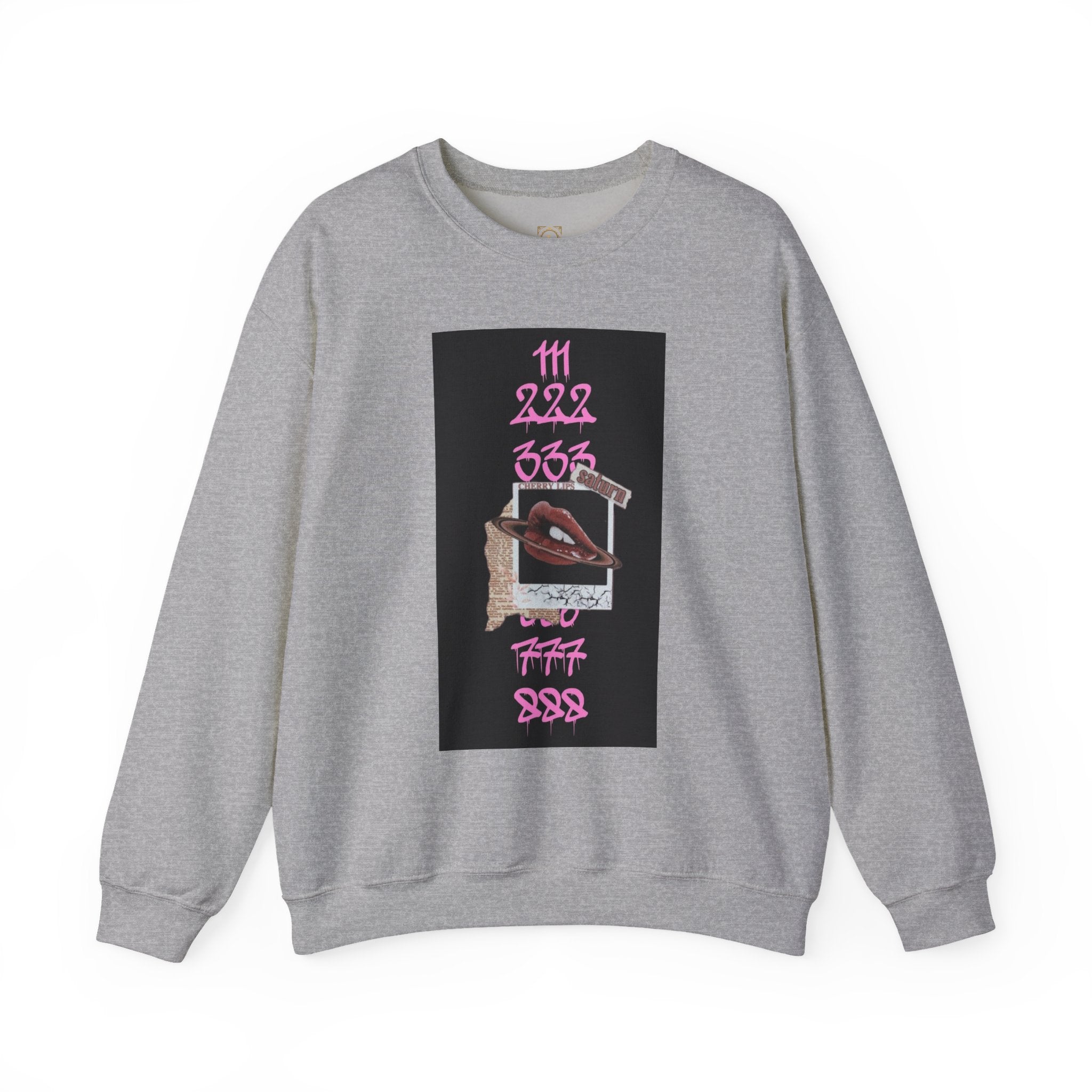 Crewneck Sweatshirt — Vintage Phone Collage with Pink Numbers & 'LEGACIESS' Back Logo