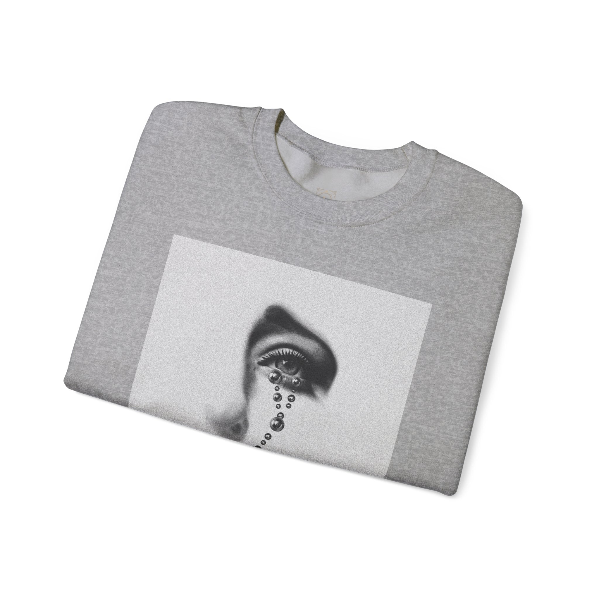 Rosary Tear Crewneck Sweatshirt — Gothic Eye & Cross Graphic