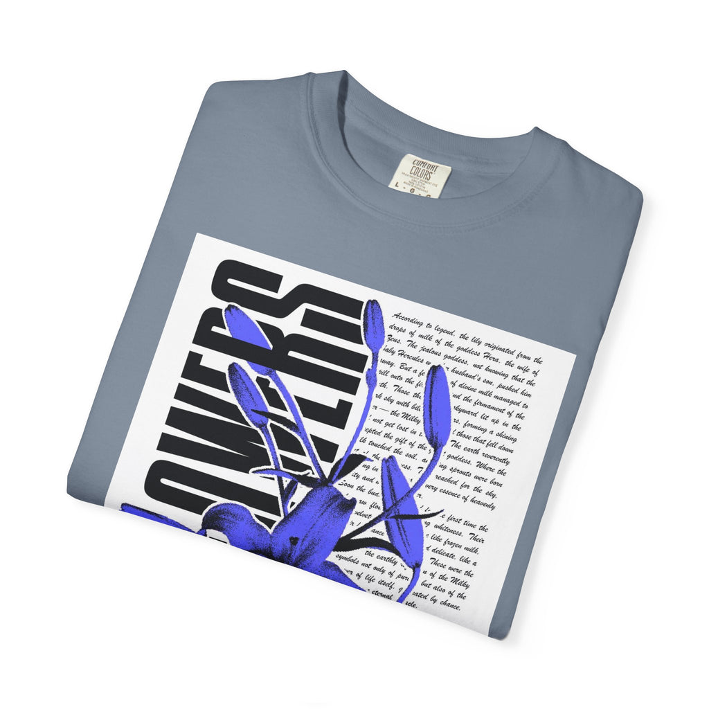 Floral Legacy Graphic T-Shirt — Bold Blue Orchid Design
