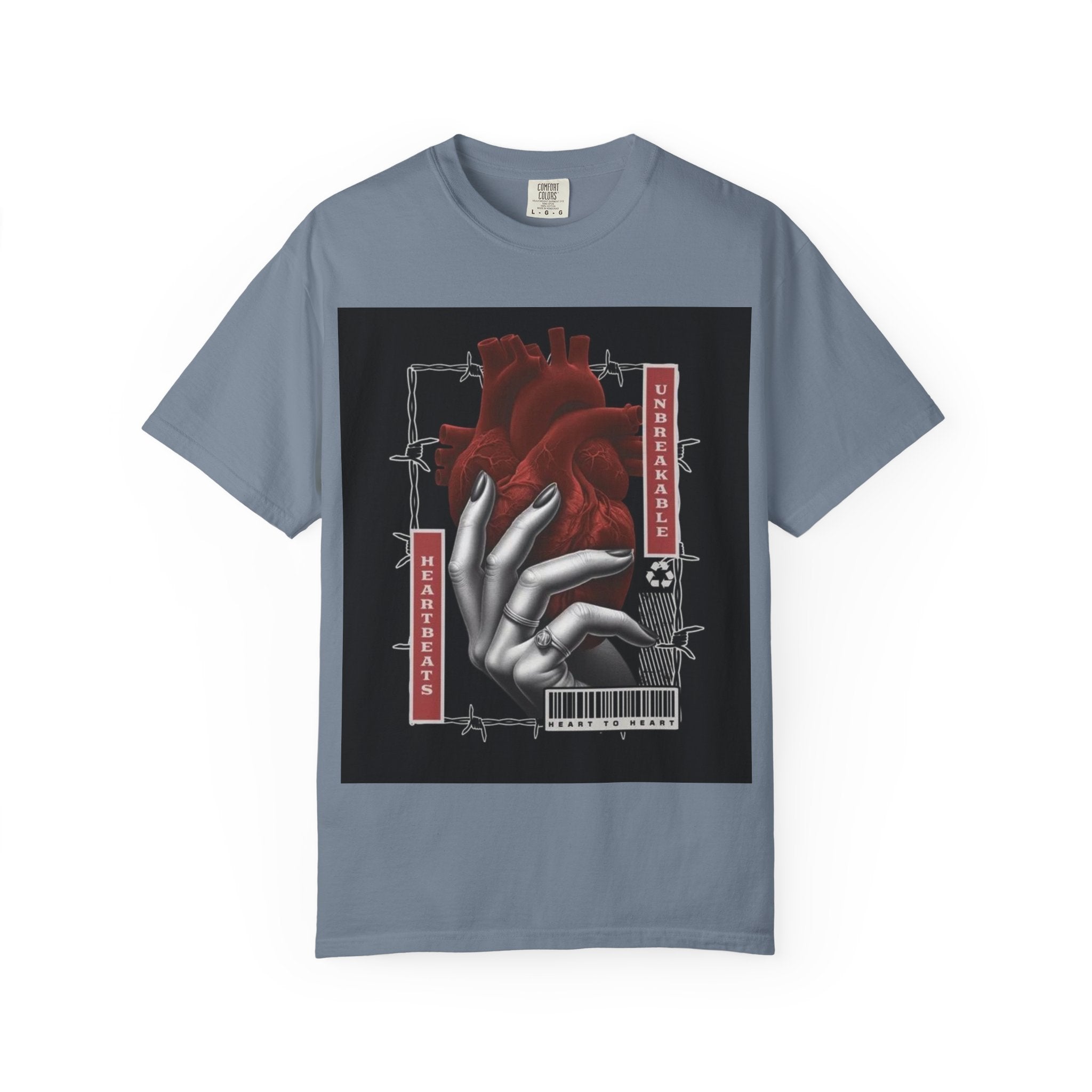 Graphic Heart & Hand T‑Shirt — 'Heartbeat' Gothic Streetwear Tee