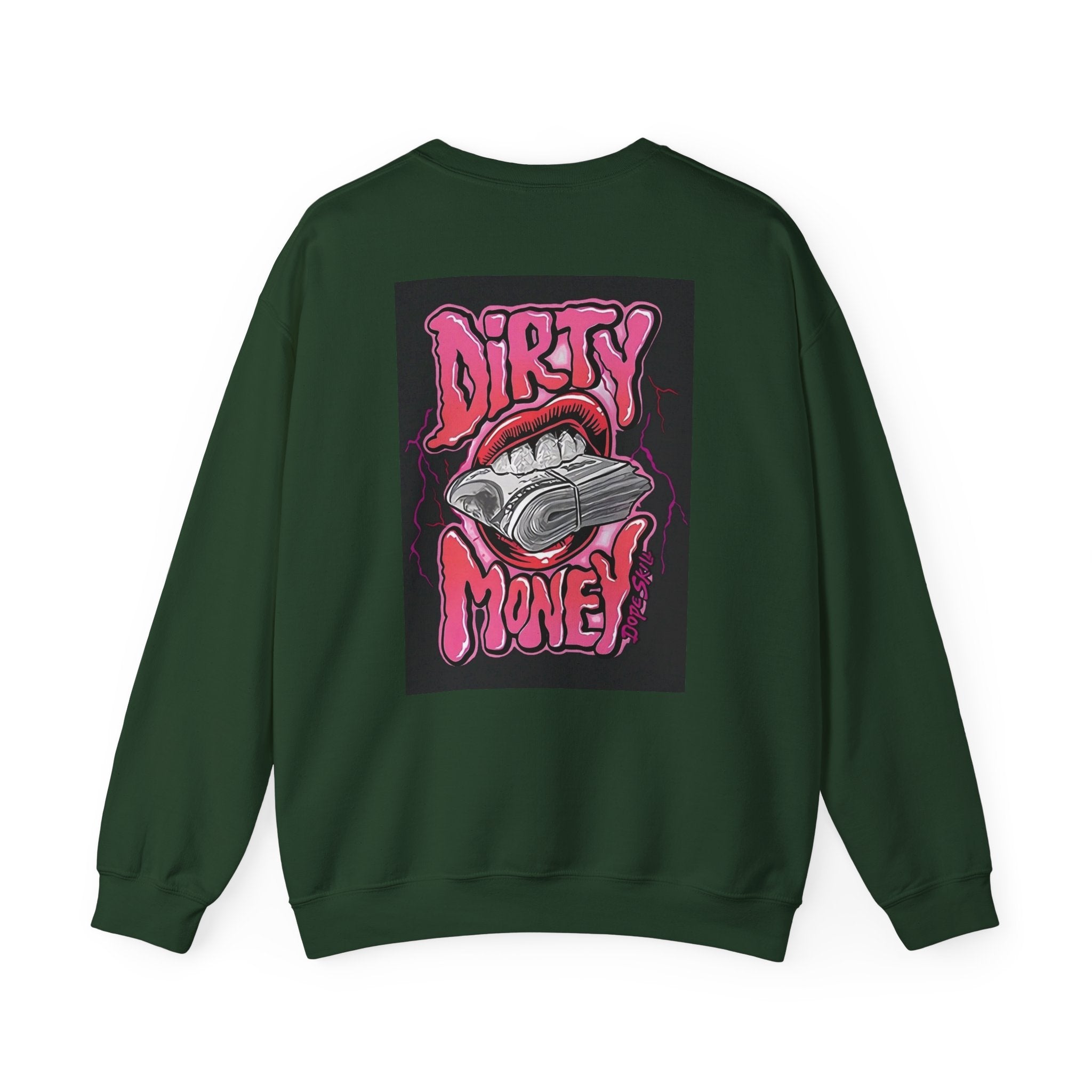 Dirty Money Crewneck Sweatshirt – Retro Graphic Money & Lips Design