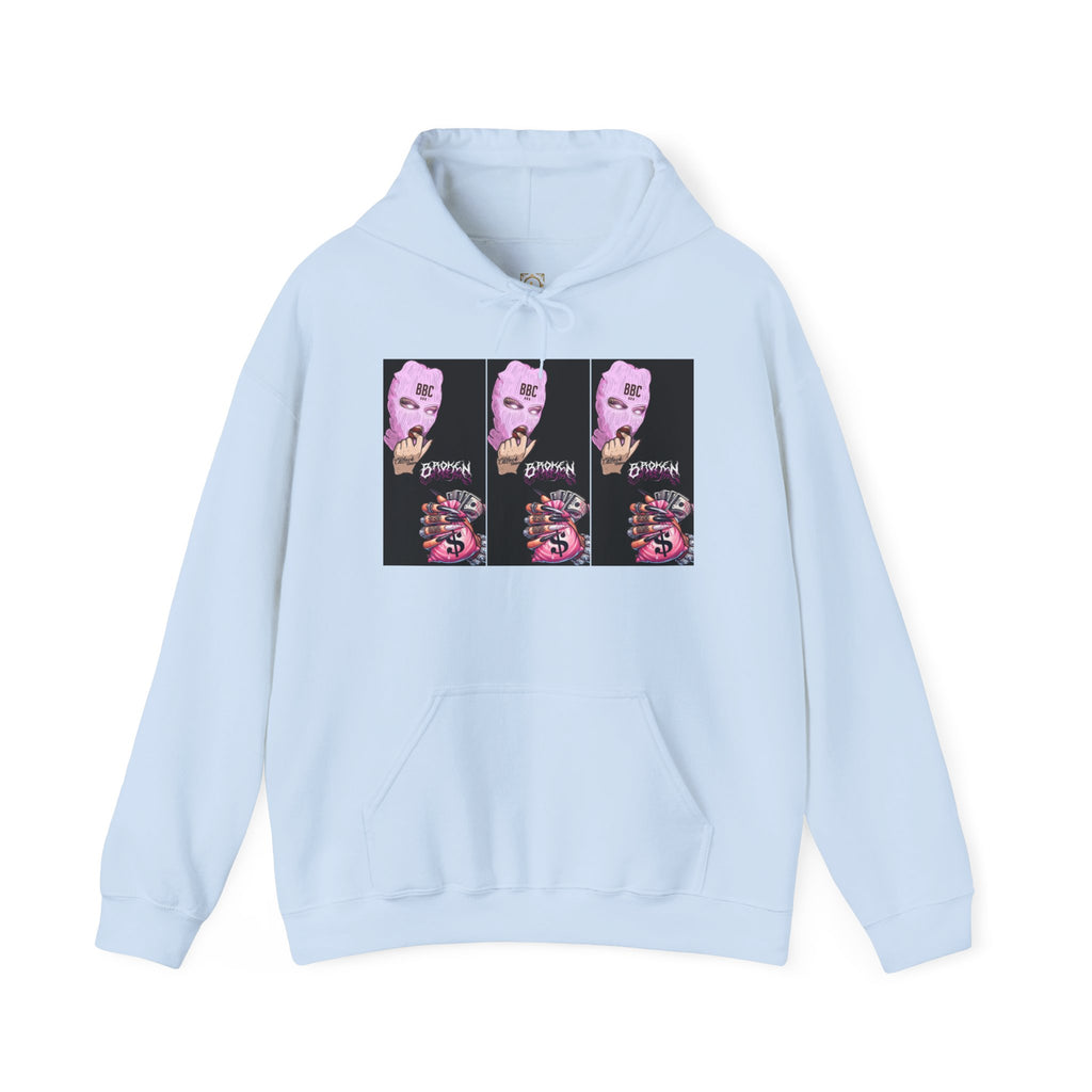 Horror Collage Hoodie — Spooky Pink Skull & Claw Graphic Sweatshirt