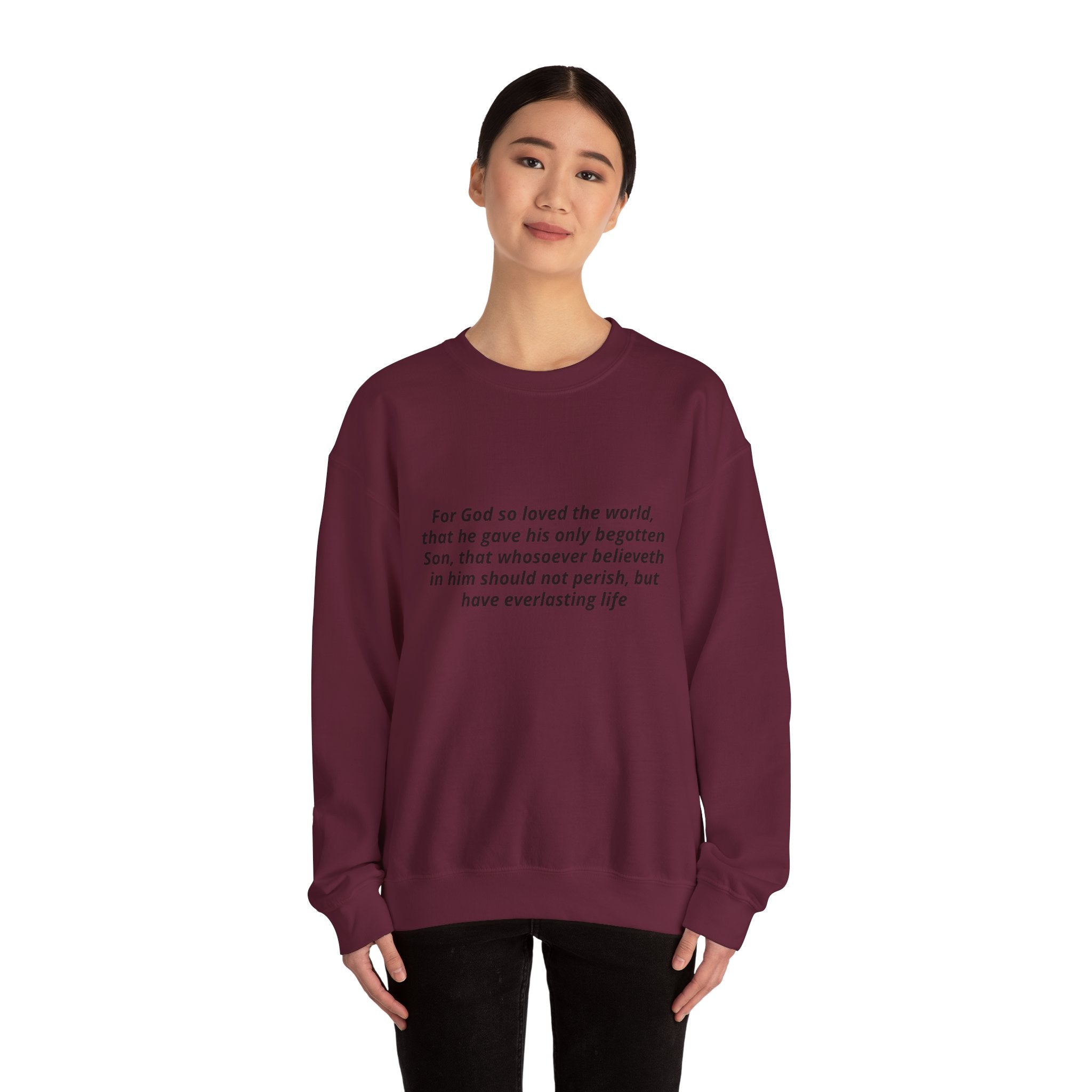 Christian Crewneck Sweatshirt – John 3:16 Scripture Design "Prophecy Child"