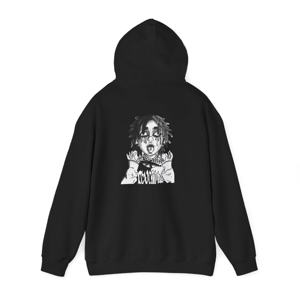 Horror Manga Hoodie — Black & White Creepy Portrait Pullover