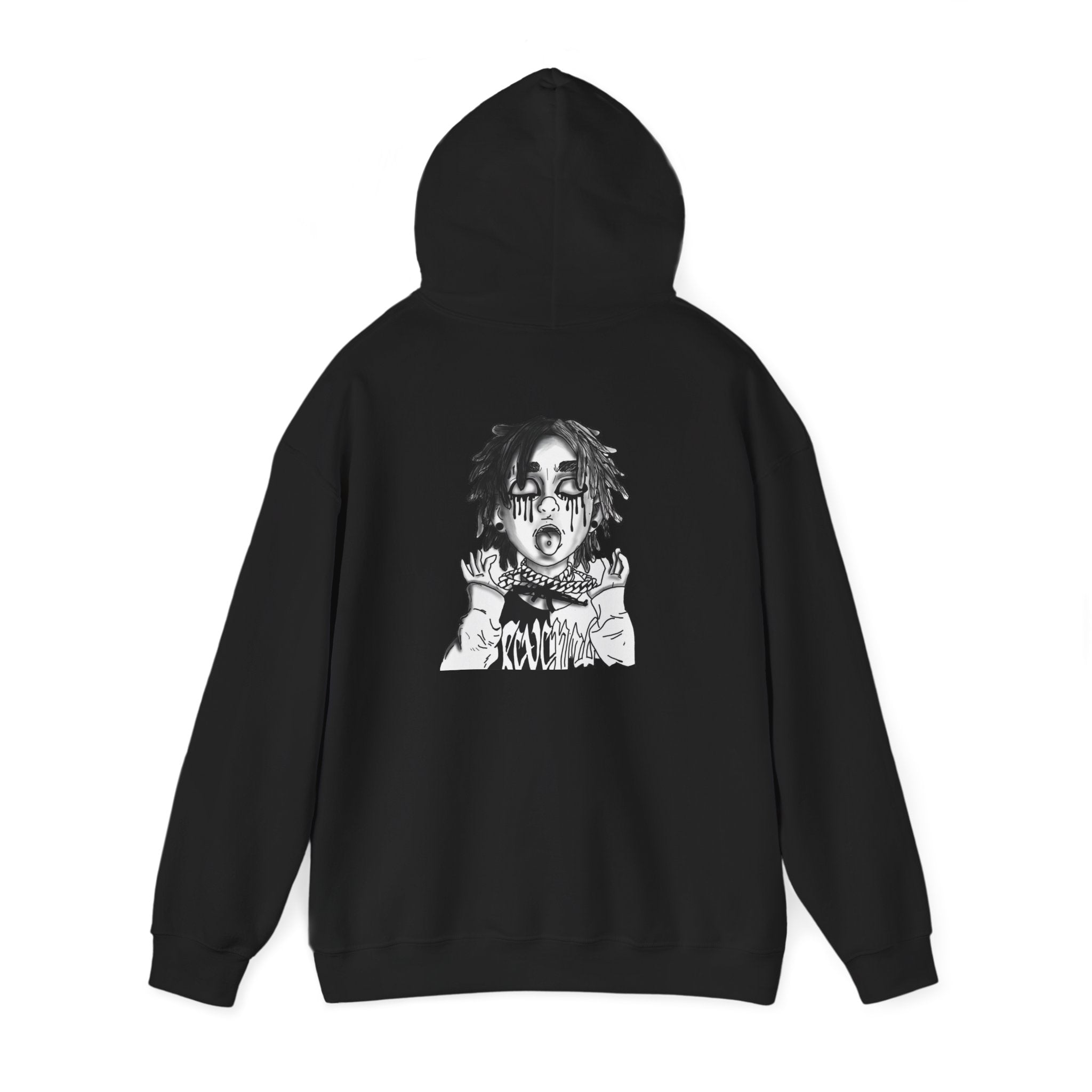 Horror Manga Hoodie — Black & White Creepy Portrait Pullover