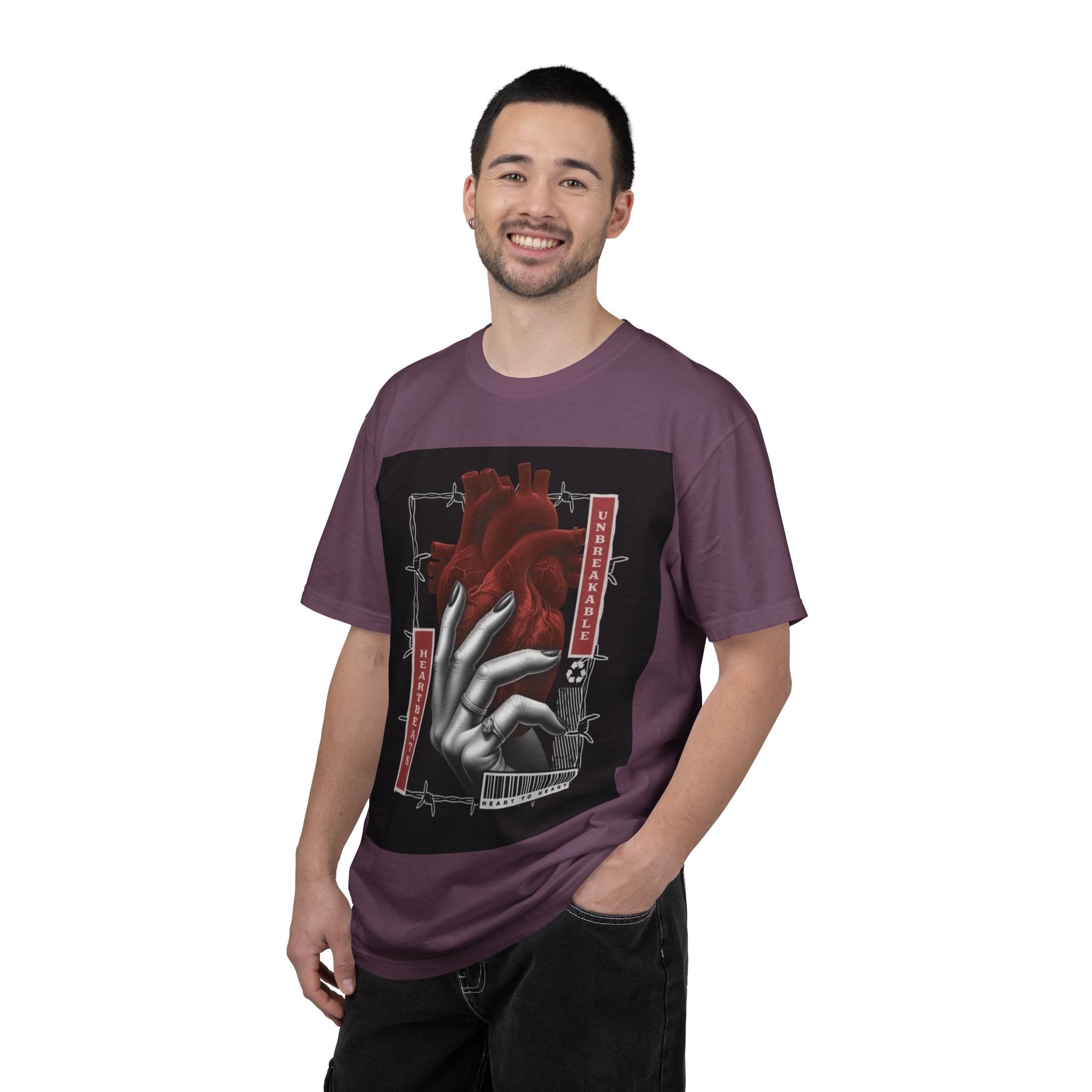 Graphic Heart & Hand T‑Shirt — 'Heartbeat' Gothic Streetwear Tee