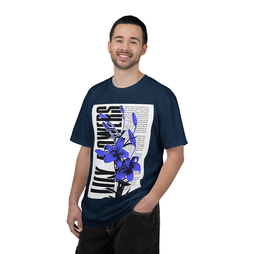 Floral Legacy Graphic T-Shirt — Bold Blue Orchid Design