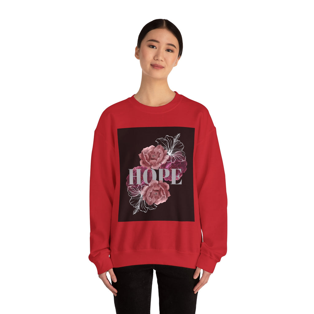 Hope Floral Crewneck Sweatshirt — 'HOPE' Vintage Rose Graphic