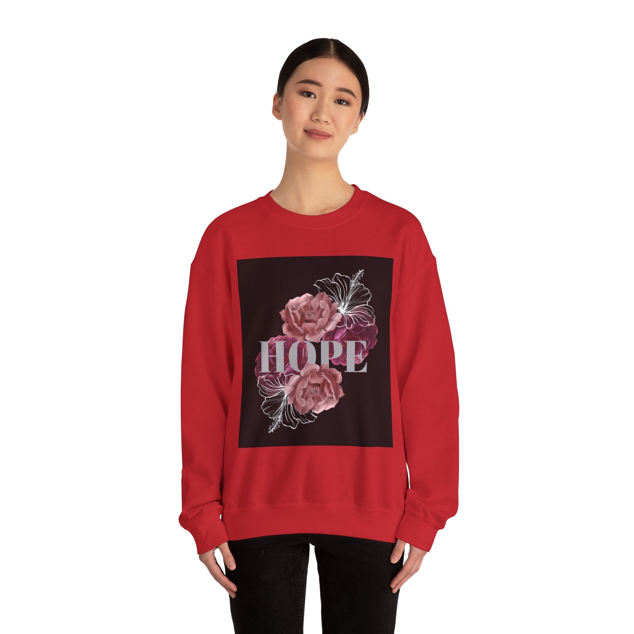 Hope Floral Crewneck Sweatshirt — 'HOPE' Vintage Rose Graphic