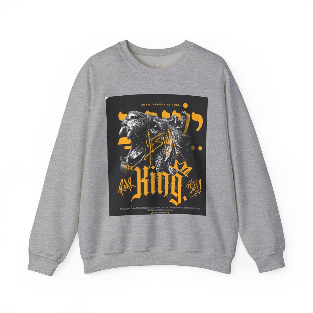 King Lion Crewneck Sweatshirt — 'King' Graphic Pullover for Bold Streetwear