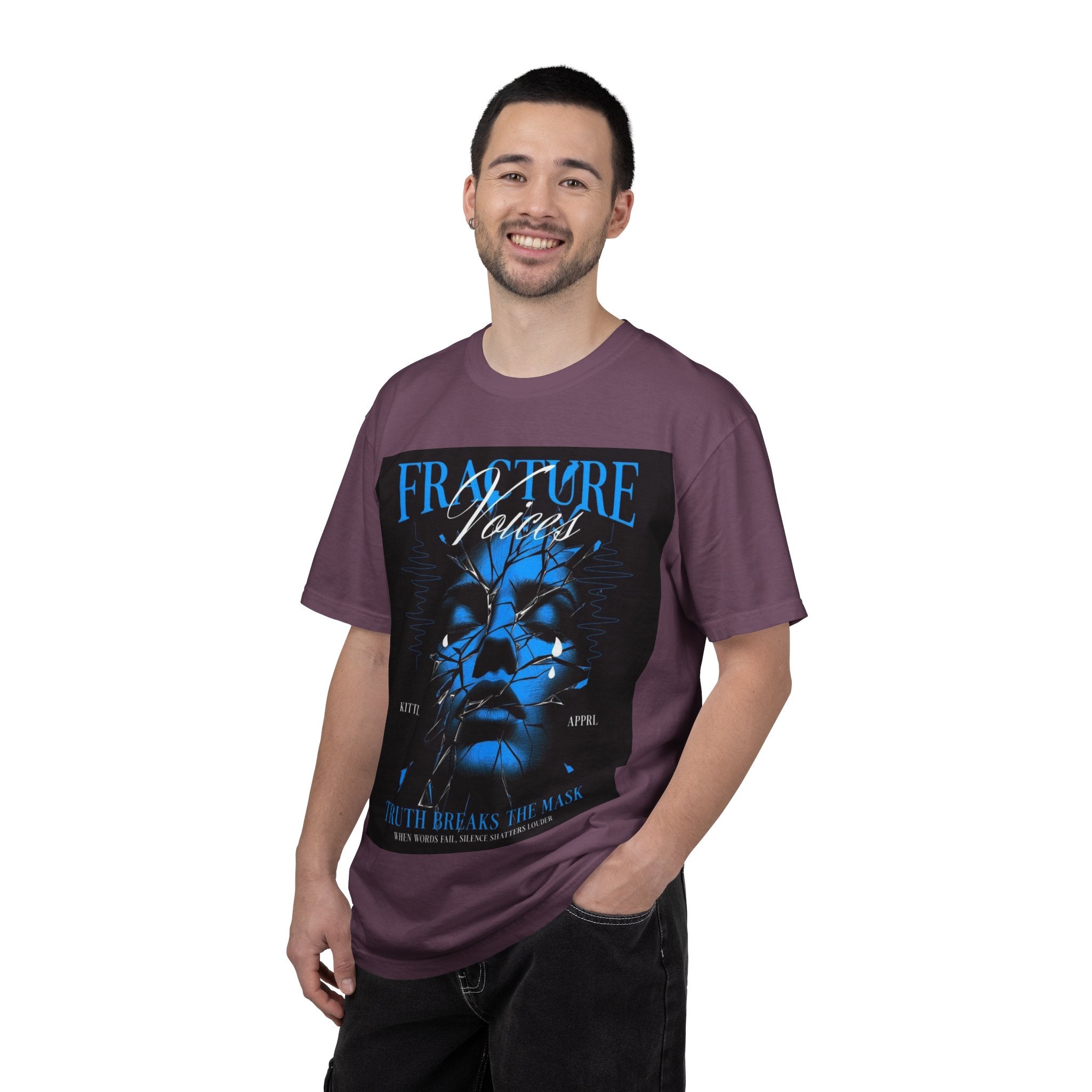 Graphic T-Shirt — "Fracture Voices" Blue Face Design (Back "Legaciess" Logo)