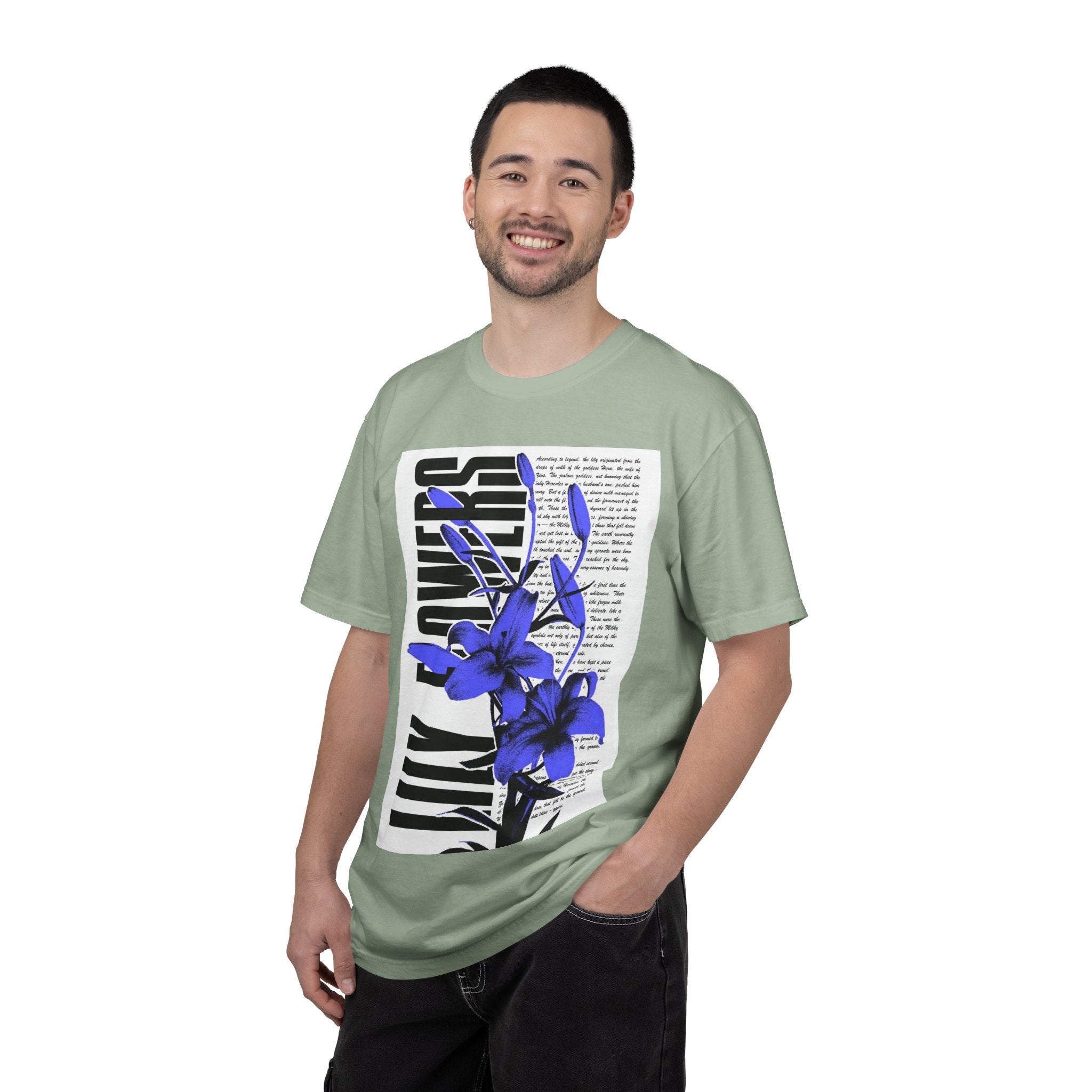 Floral Legacy Graphic T-Shirt — Bold Blue Orchid Design