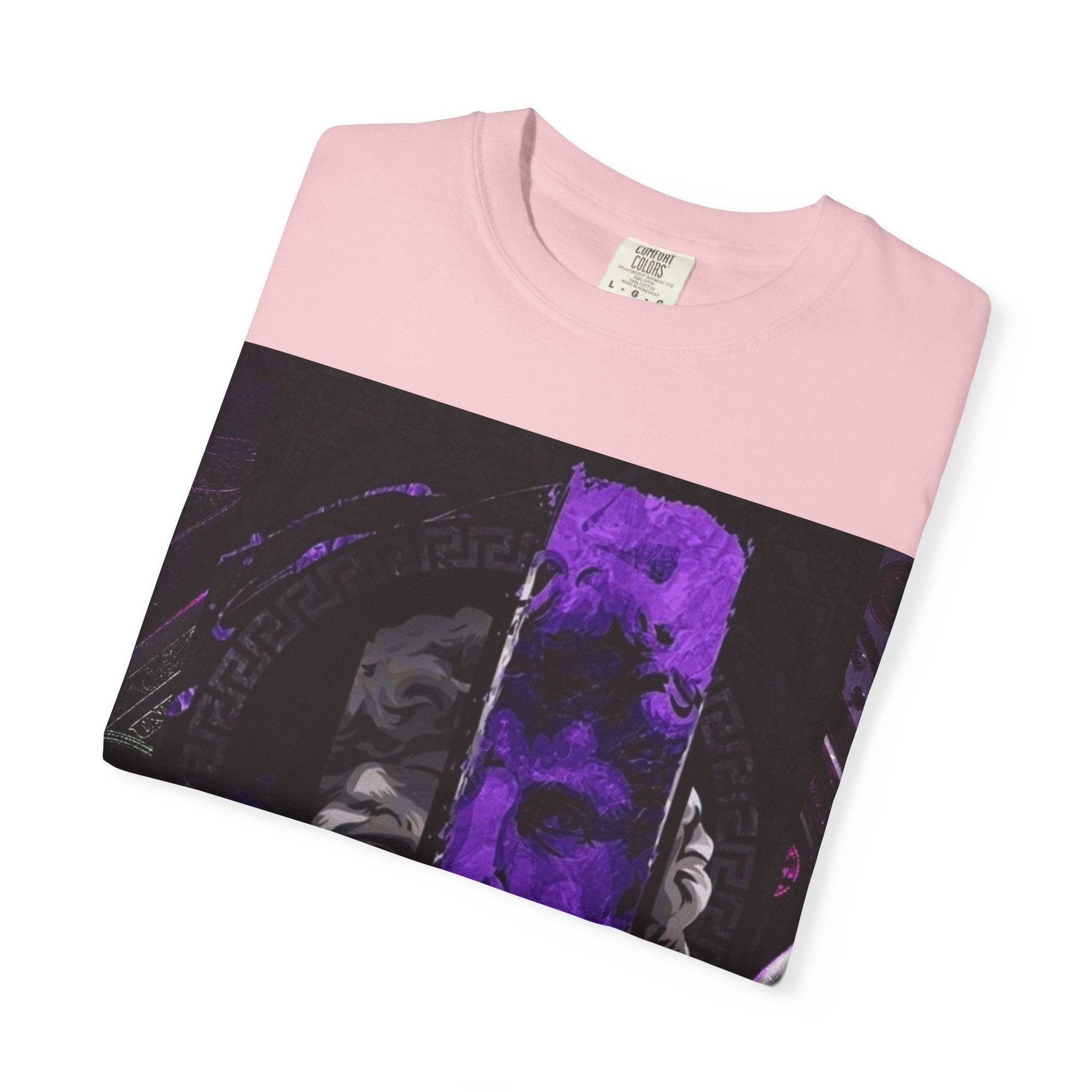 Dramatic Split-Face Graphic T-Shirt — Purple Noir Portrait Tee