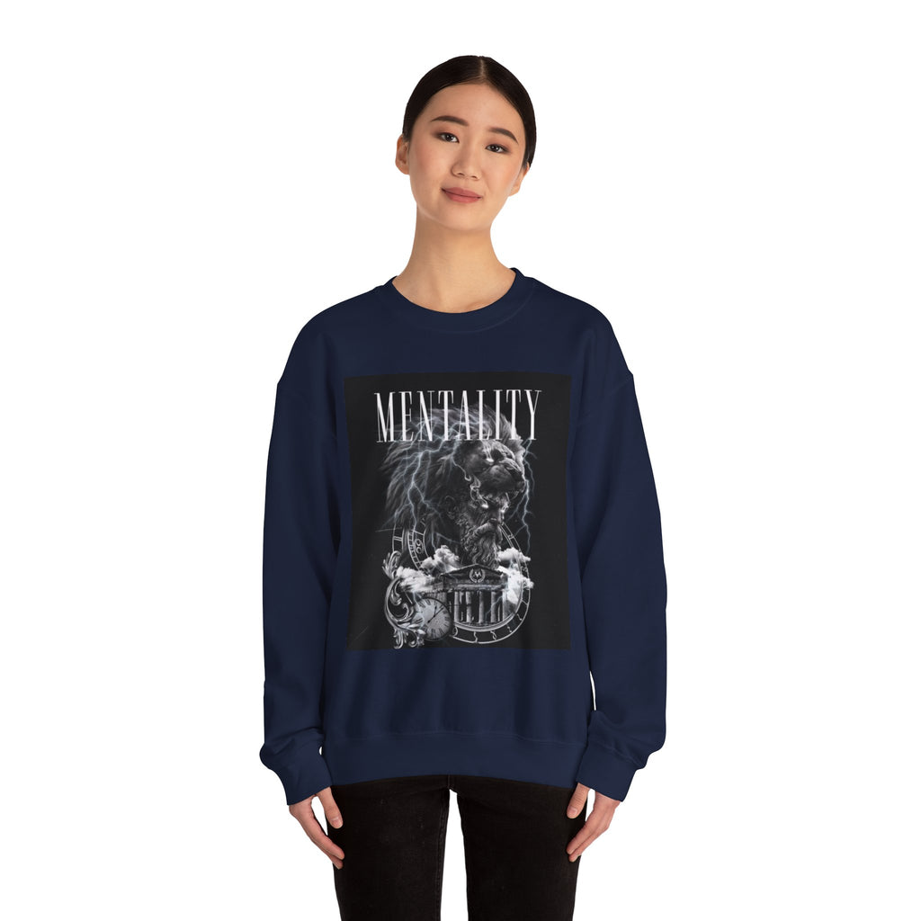 Crewneck Sweatshirt — 'MENTALITY' Lion Graphic | LEGACiESS Back Logo