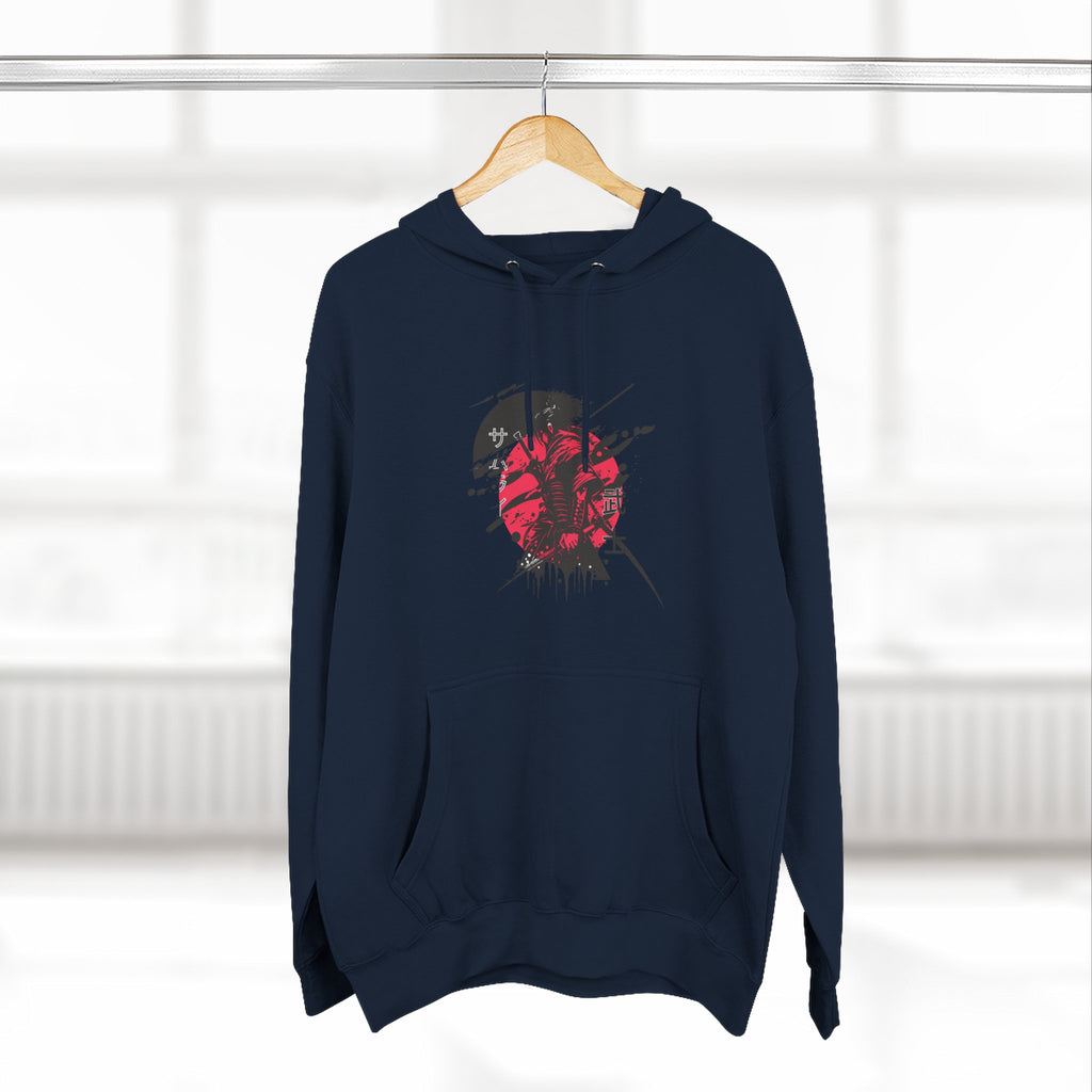Grunge Rising Hoodie — Red Sun Graphic Fleece Hoodie