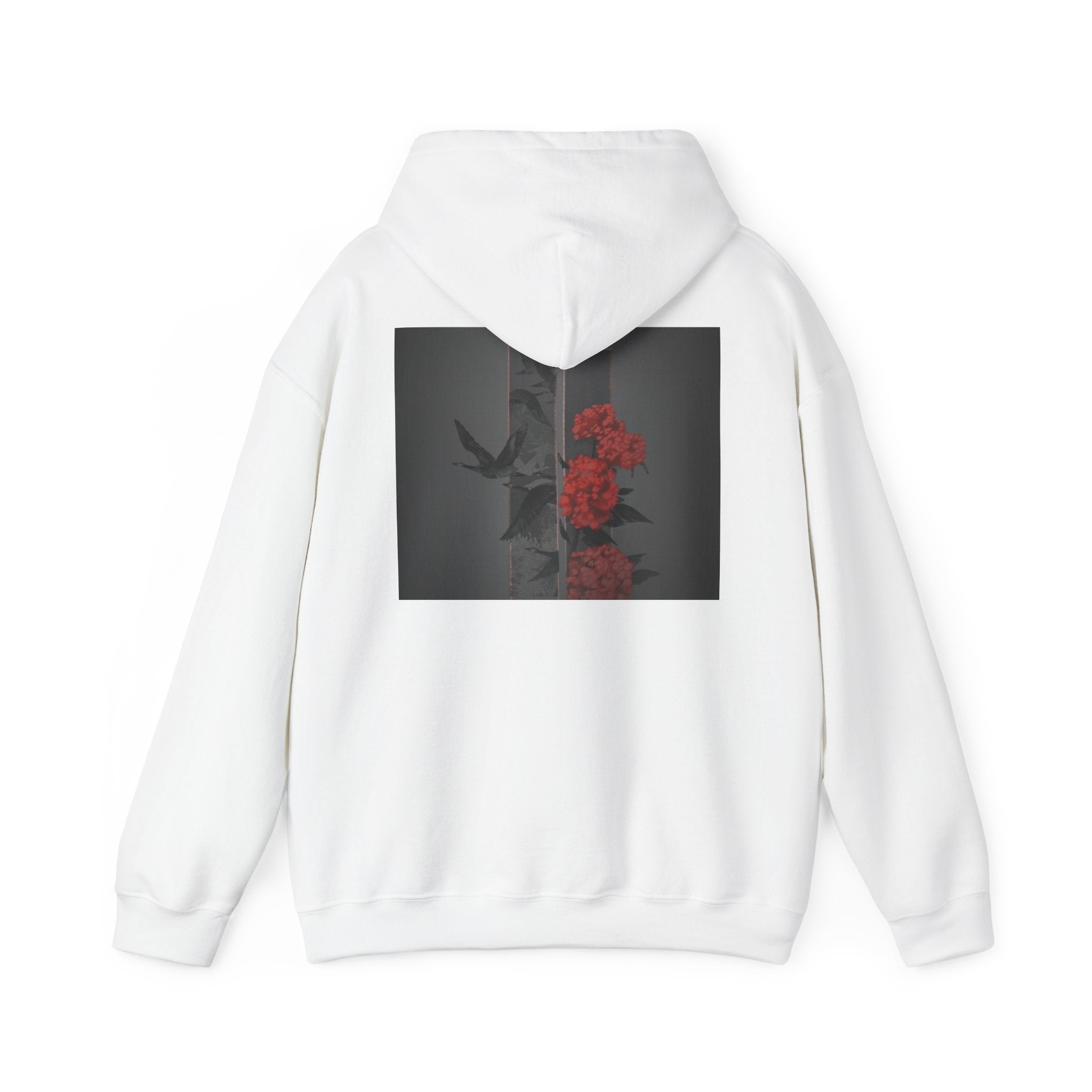 Floral Noir Hoodie — Red Roses on Dark Background