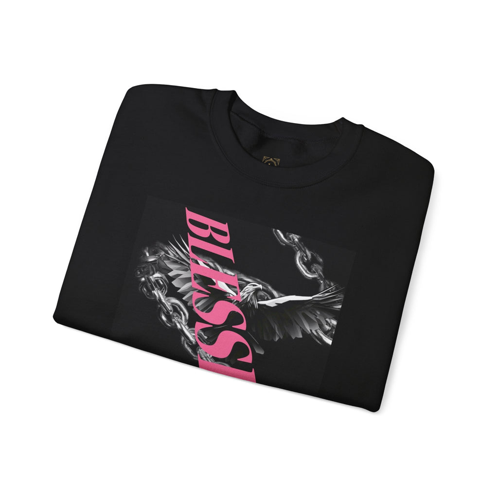 Blessed Crewneck Sweatshirt — Pink Script Floral Graphic