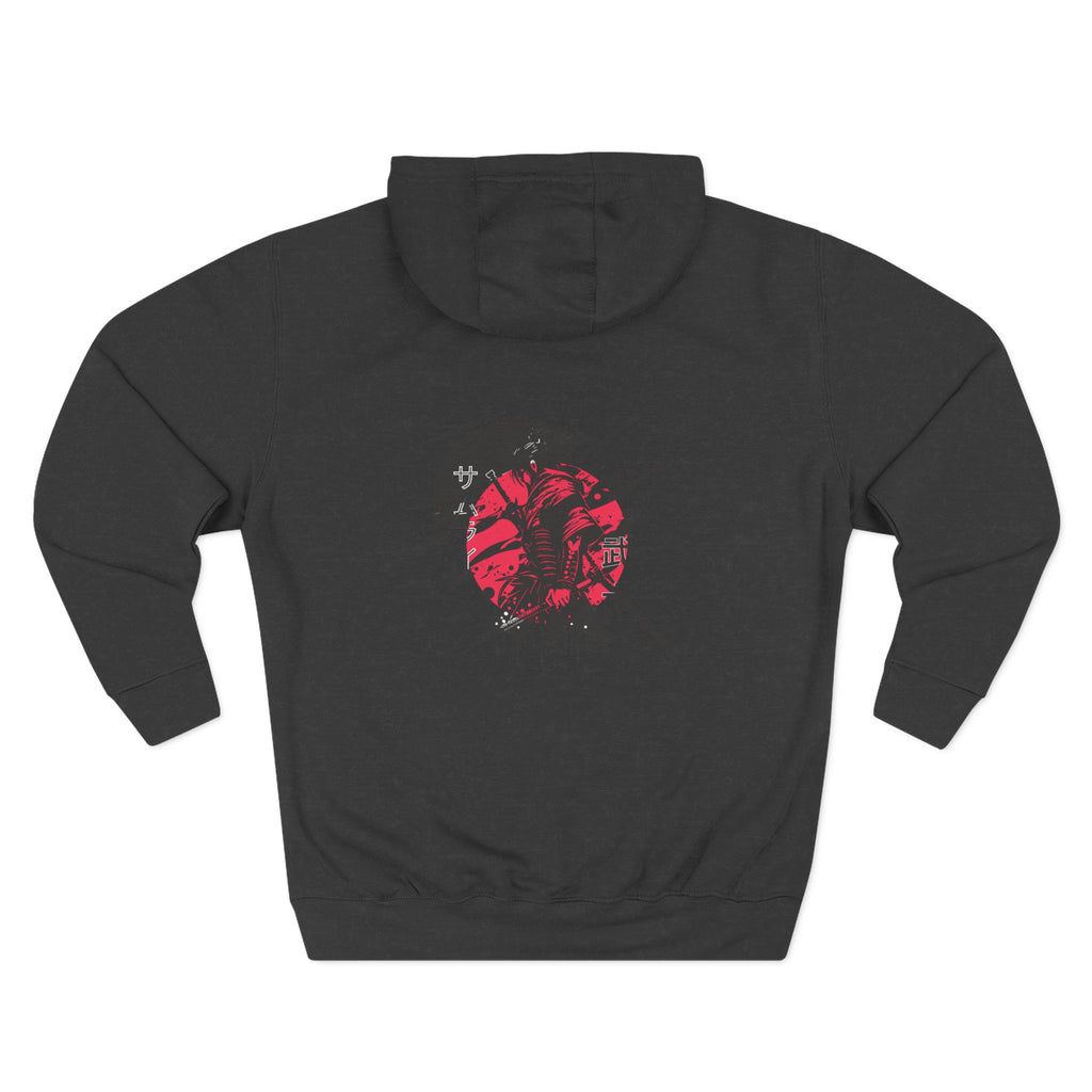 Grunge Rising Hoodie — Red Sun Graphic Fleece Hoodie
